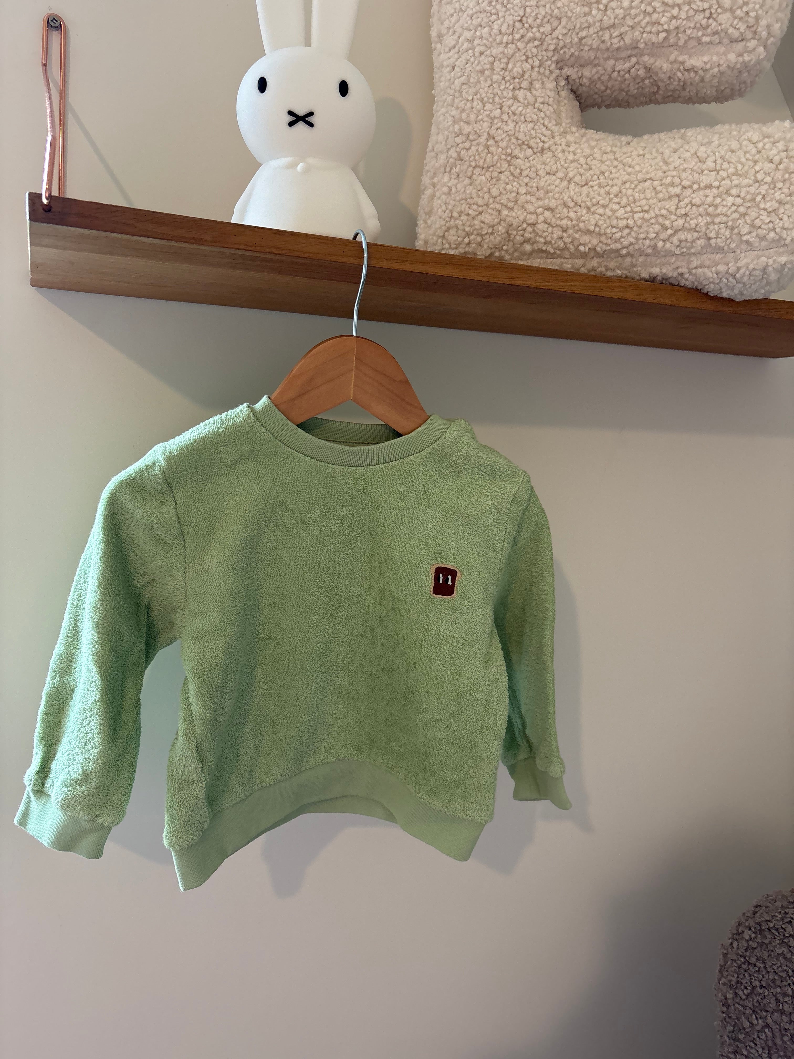Petit Filou - groene trui badstof -12M