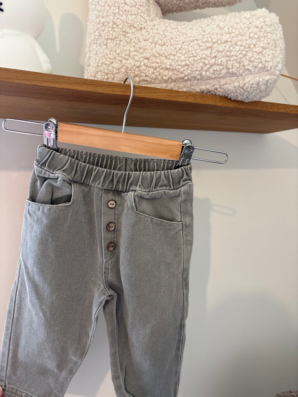 Play Up - grijze broek in jeansstof - 6M