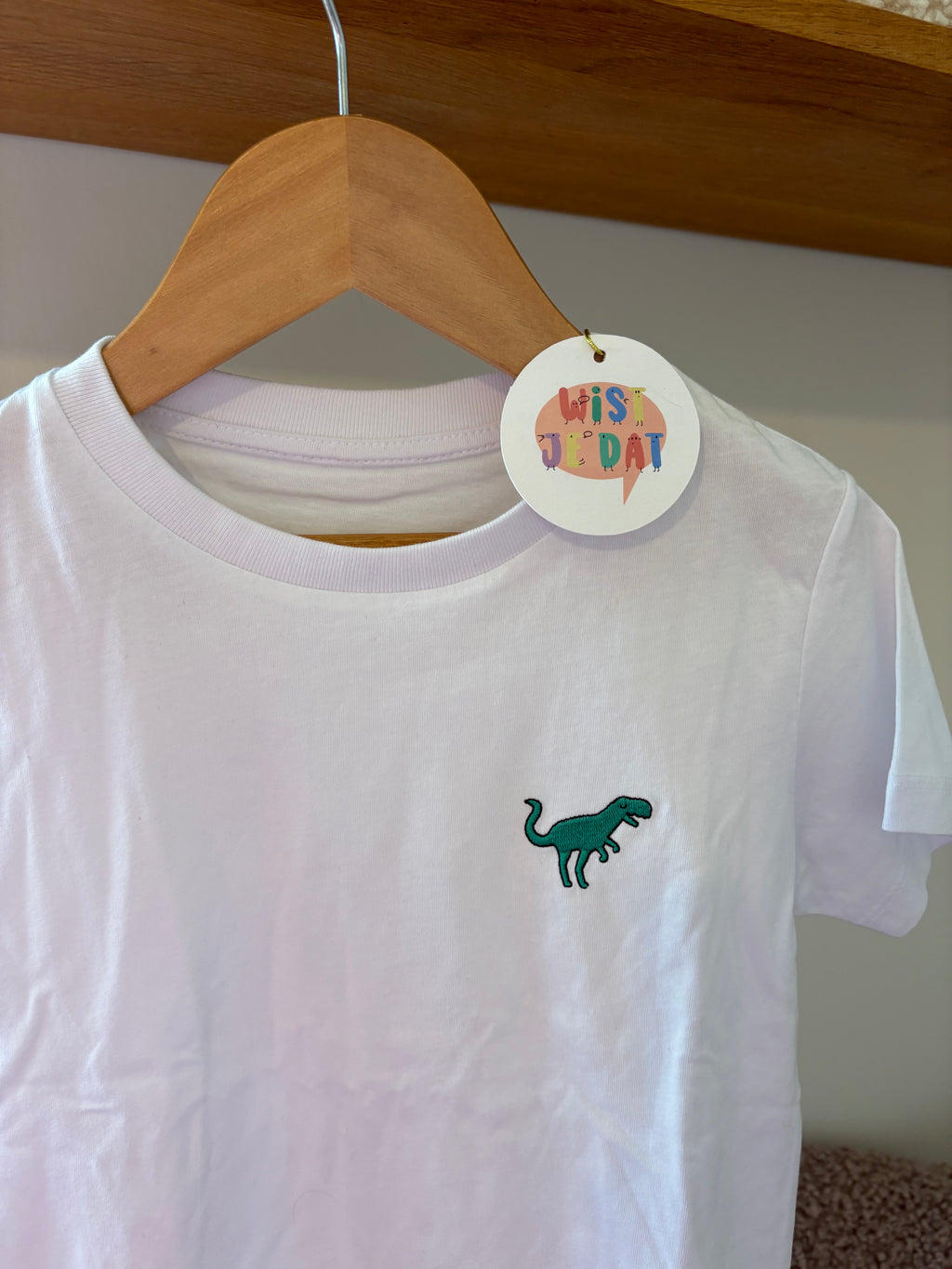 Wist je dat -Tshirt wit met dino - 5/6Y