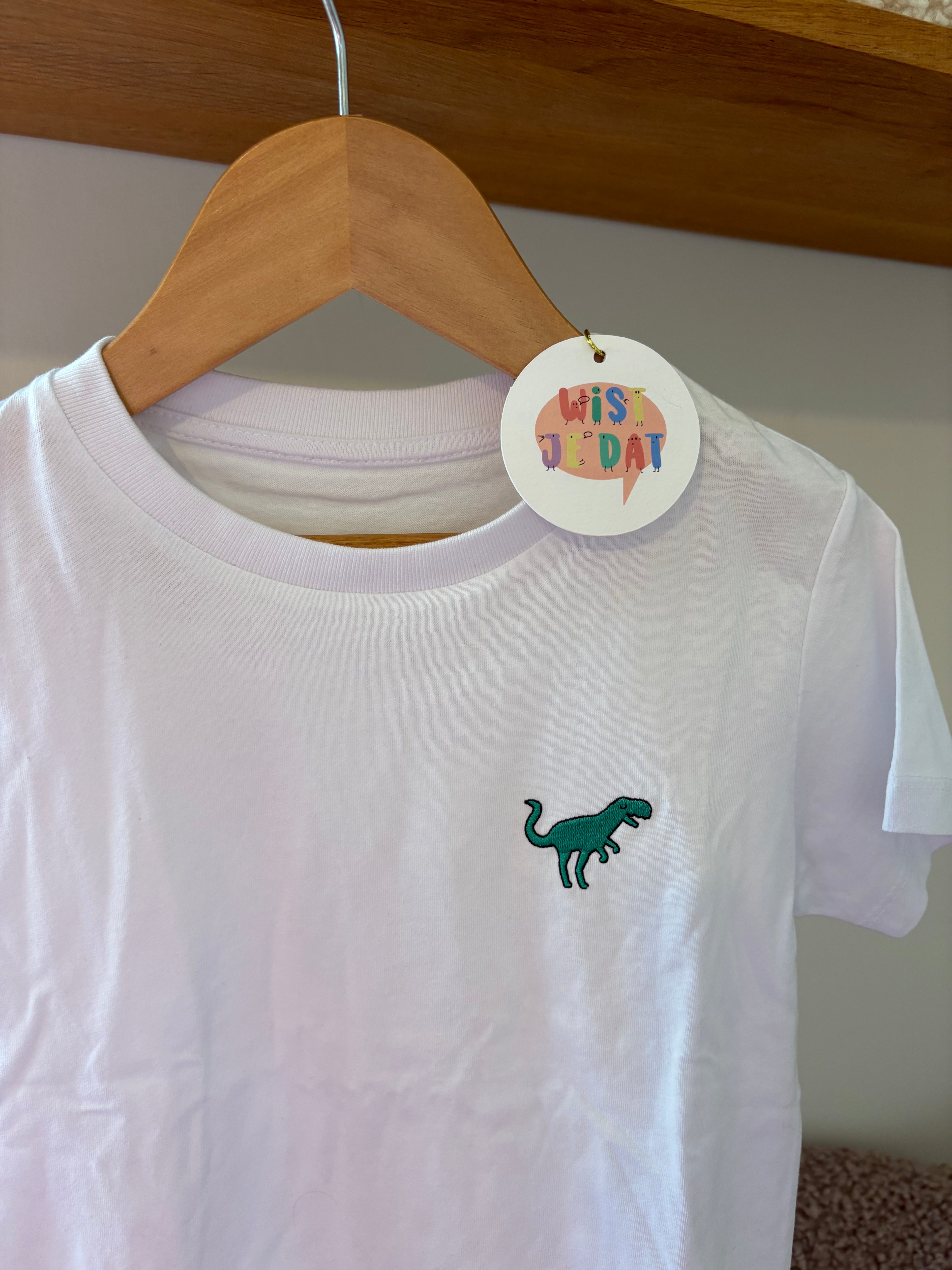 Wist je dat -Tshirt wit met dino - 5/6Y