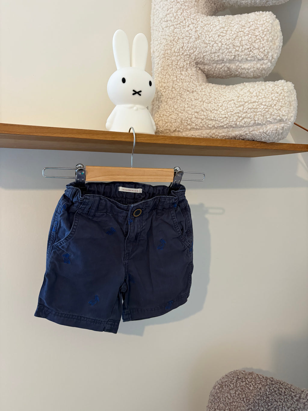 Monoprix - blauwe short pelikaan - 5Y