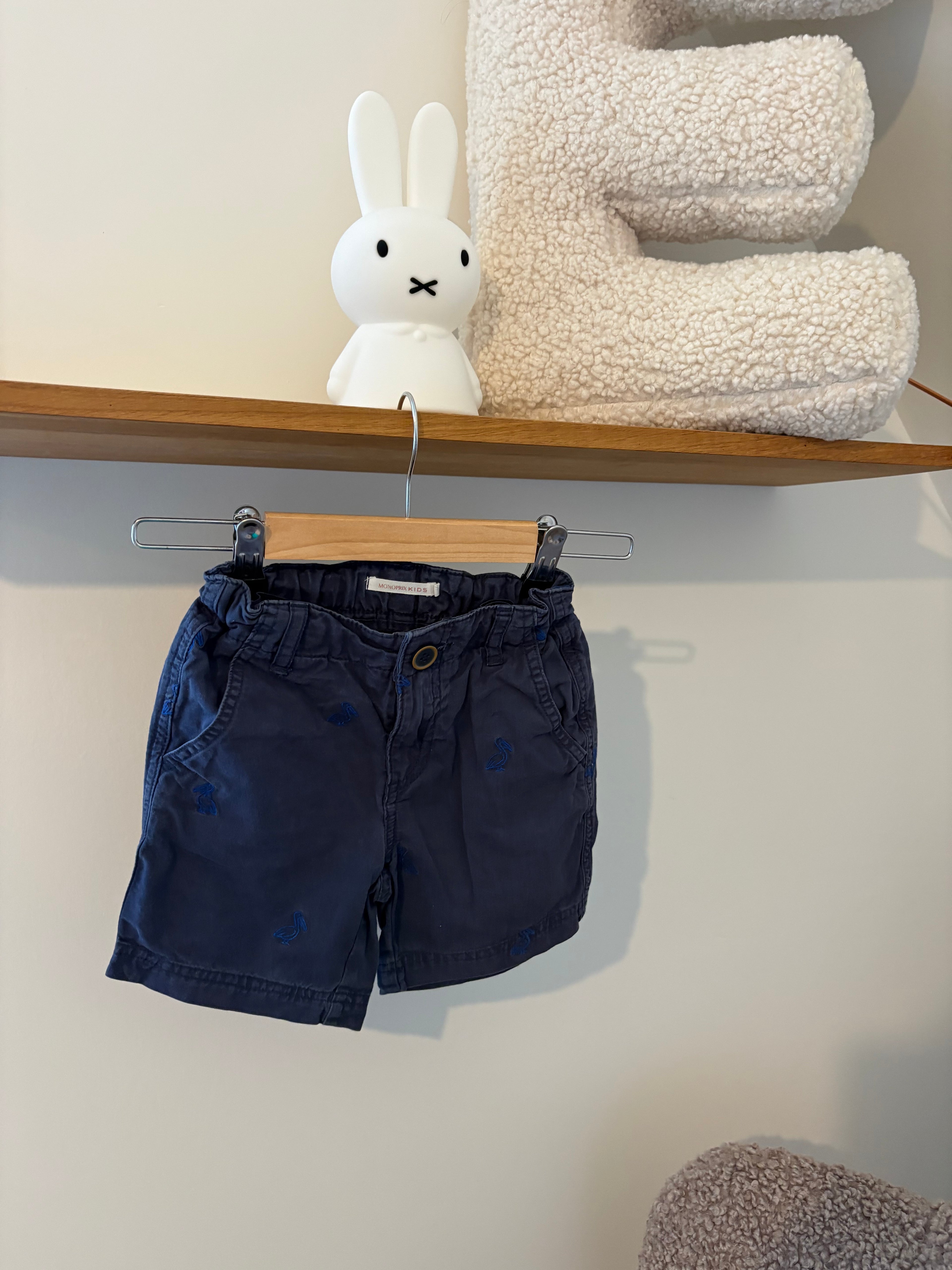 Monoprix - blauwe short pelikaan - 5Y