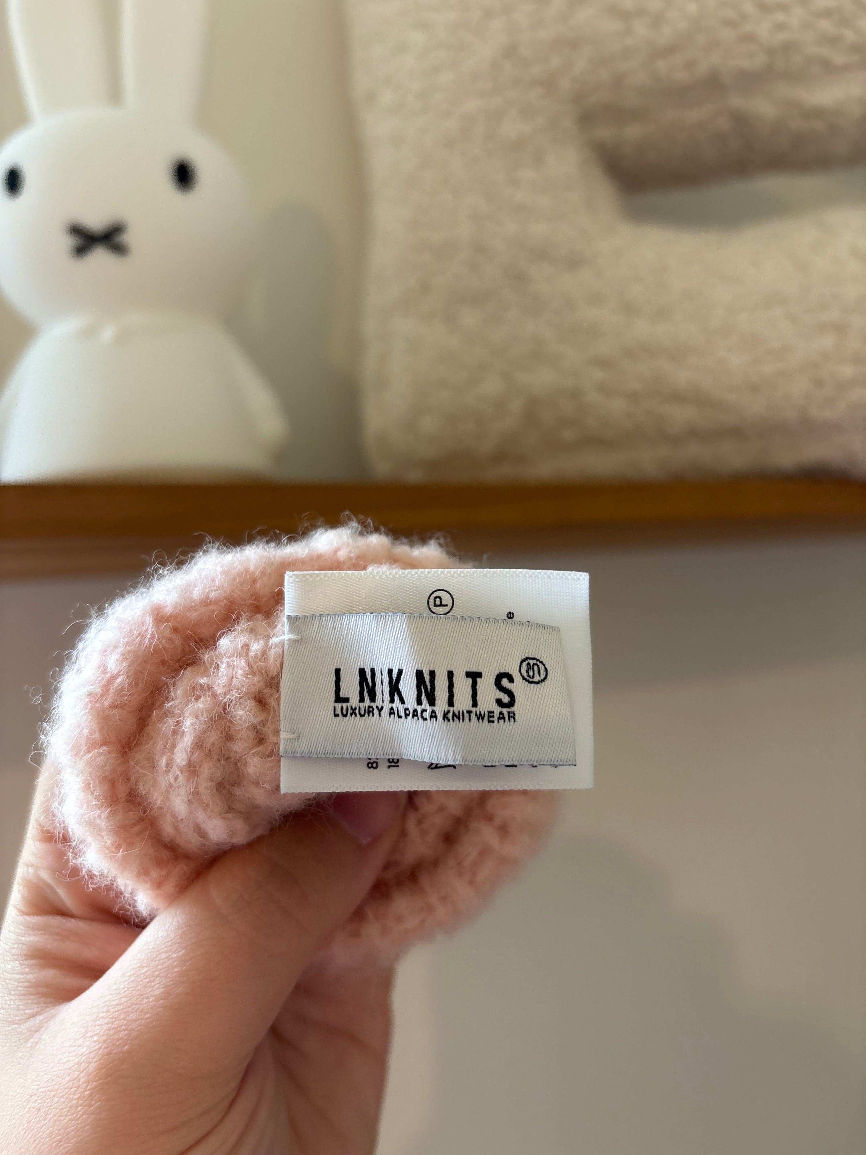 LN Knits - roze knit pantoffels/sokjes - 0/3M