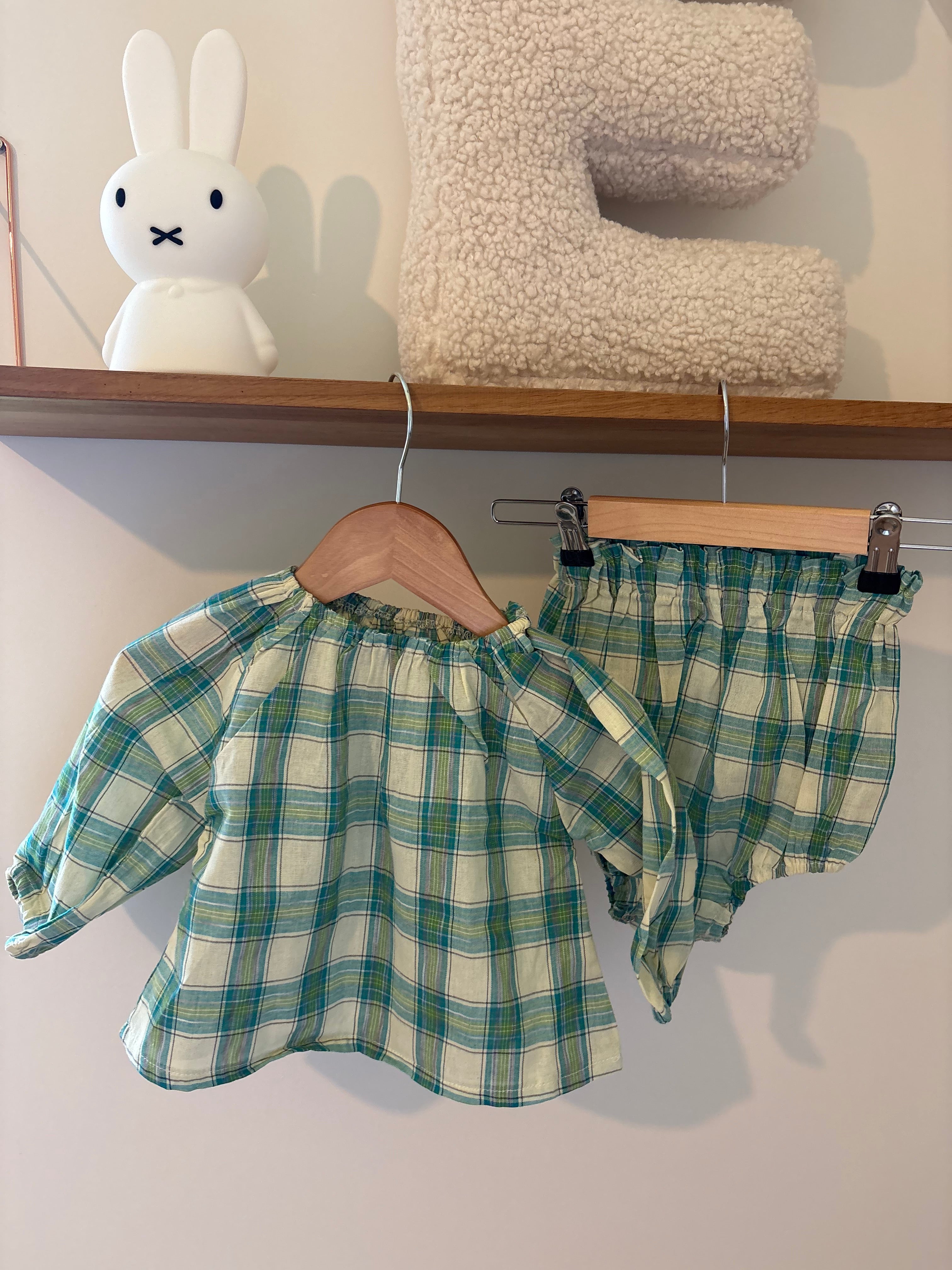 Vintage - groen setje - 98/104