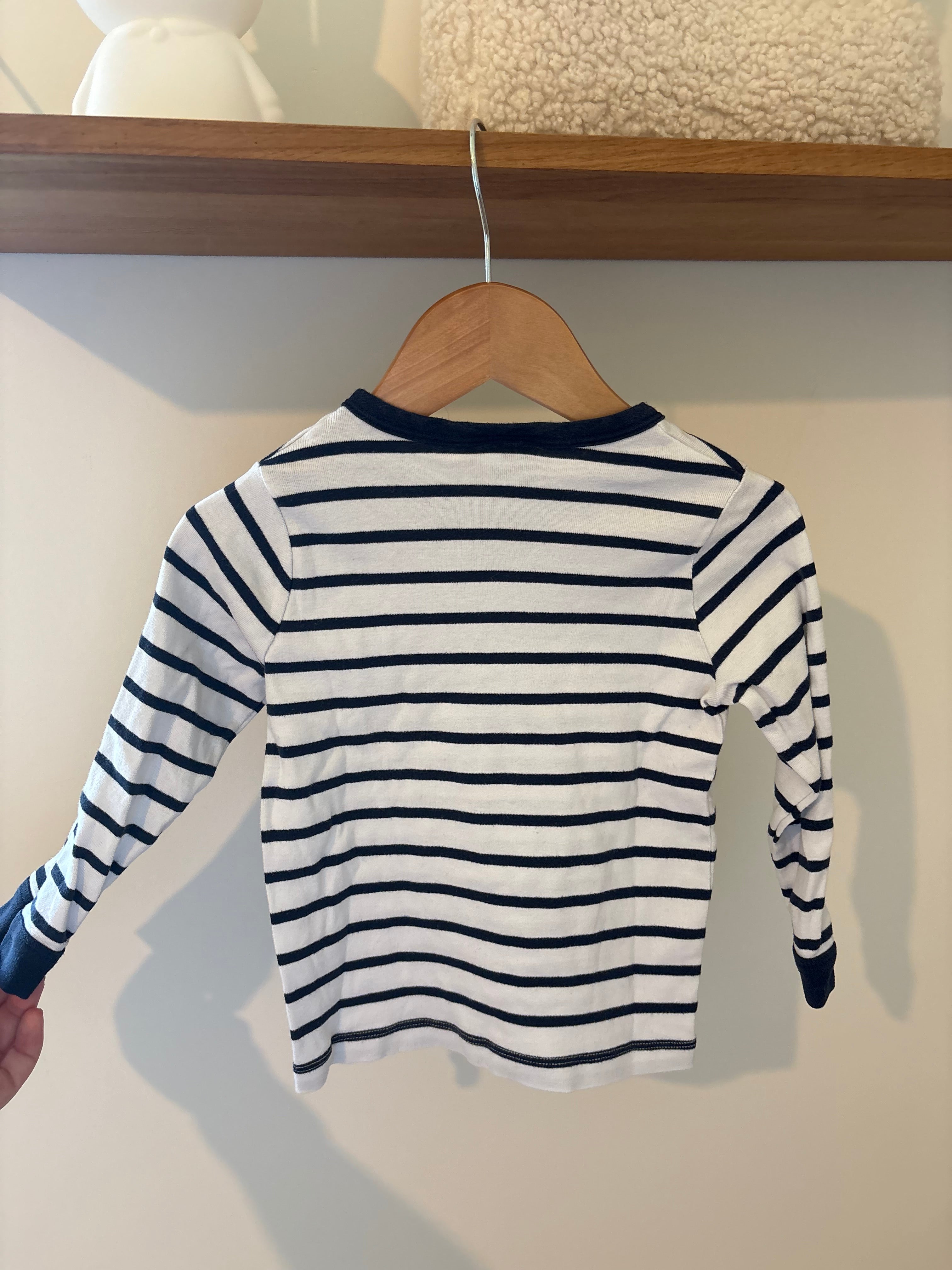 Petit Bateau -  pyjama top blauw/wit-95