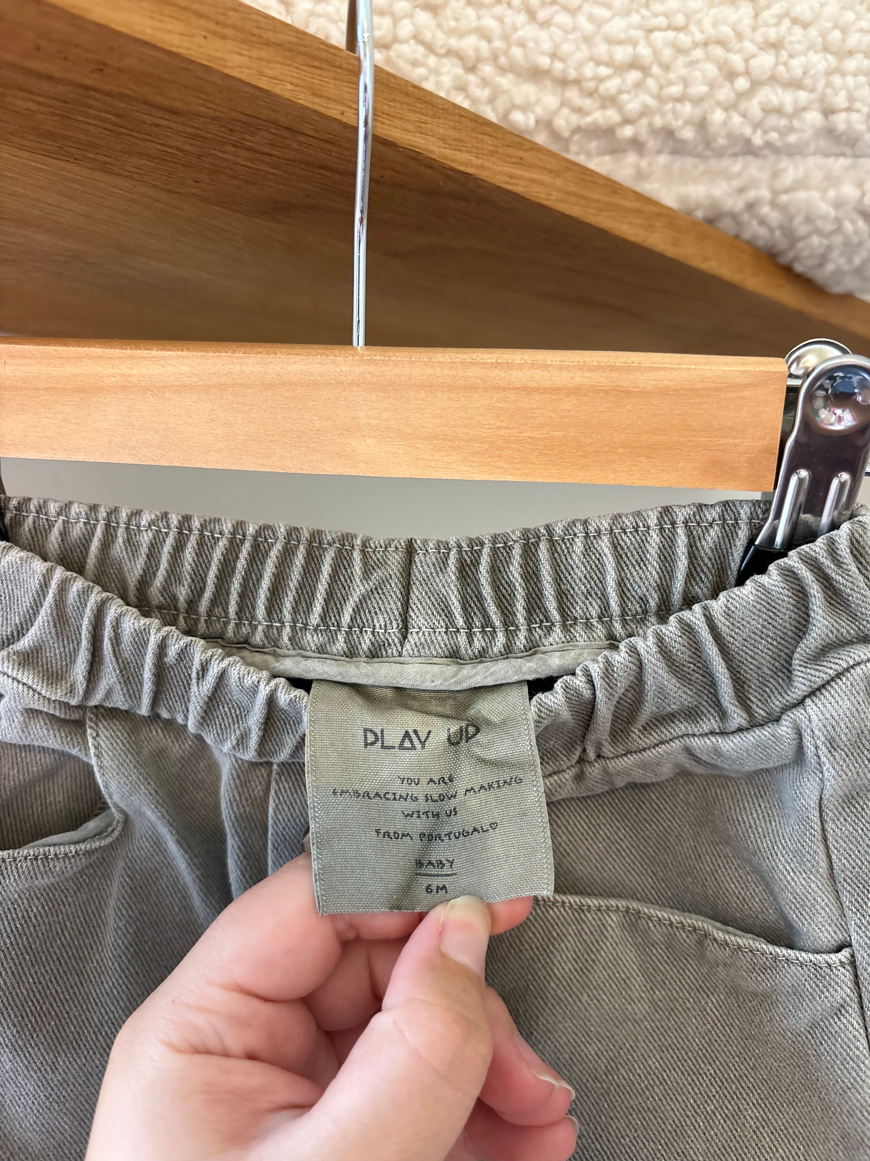 Play Up - grijze broek in jeansstof - 6M