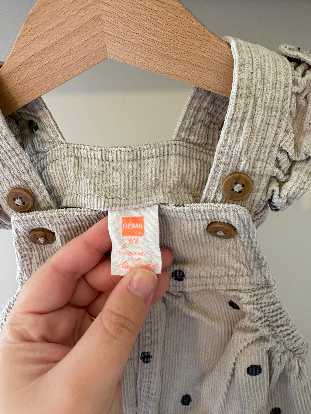 Hema - leuke salopette met stippen - 62