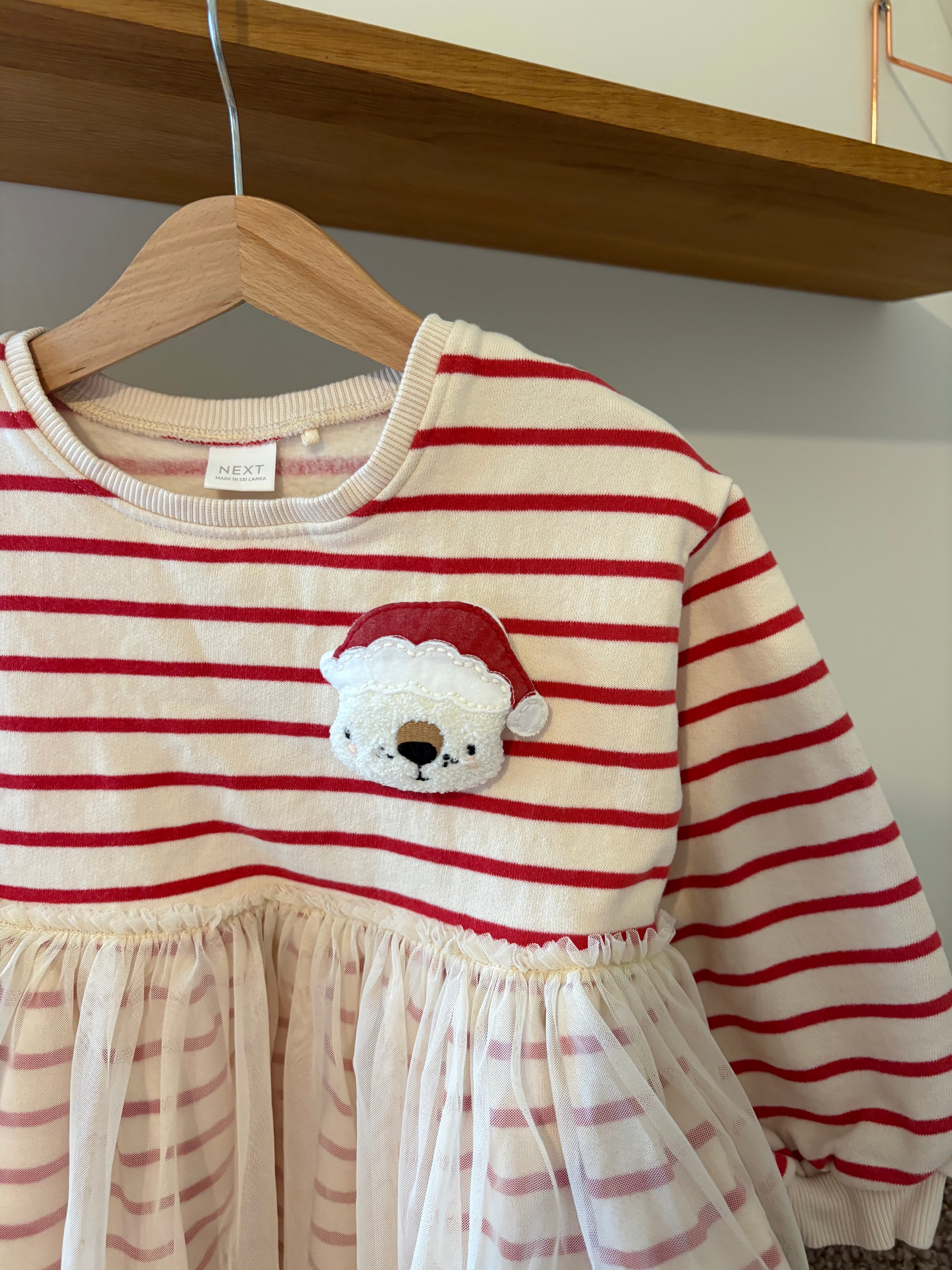 Next kleedje rood/witte strepen - 104