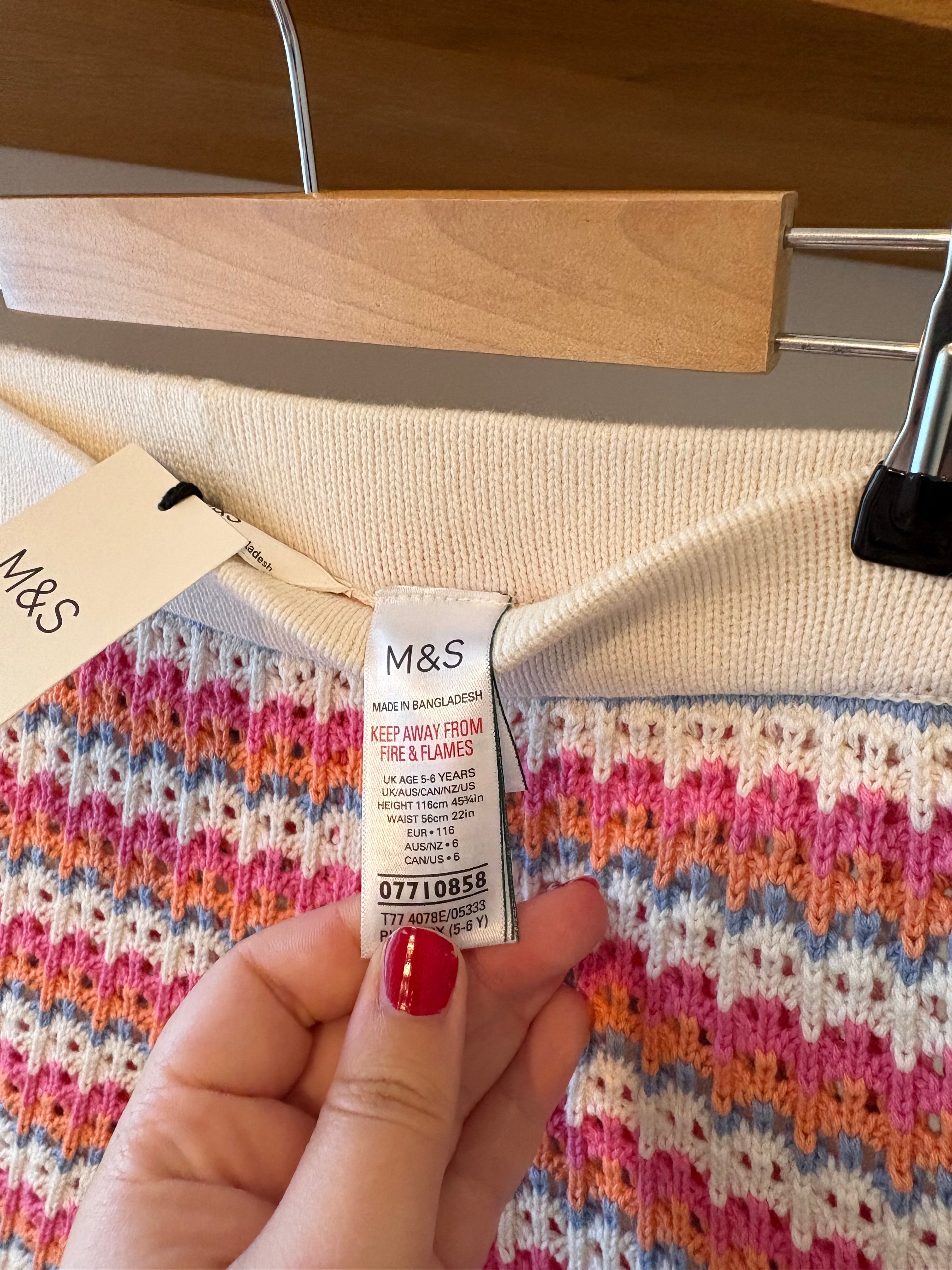 M&S - gehaakte kleurrijke broek - 6Y