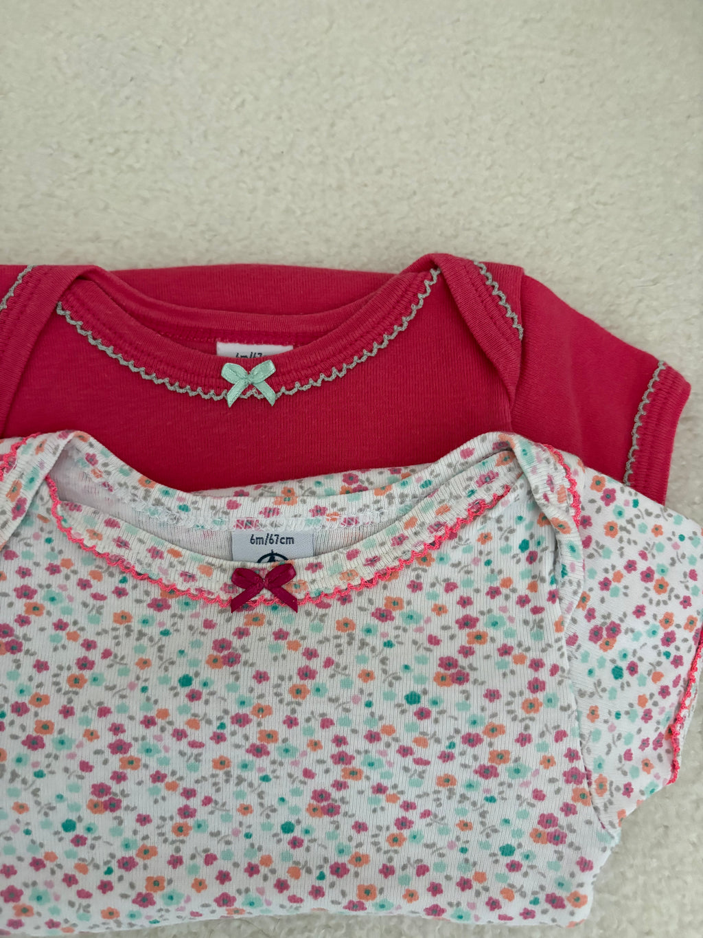 Petit Bateau - set 2 body's roze & bloement - 6M