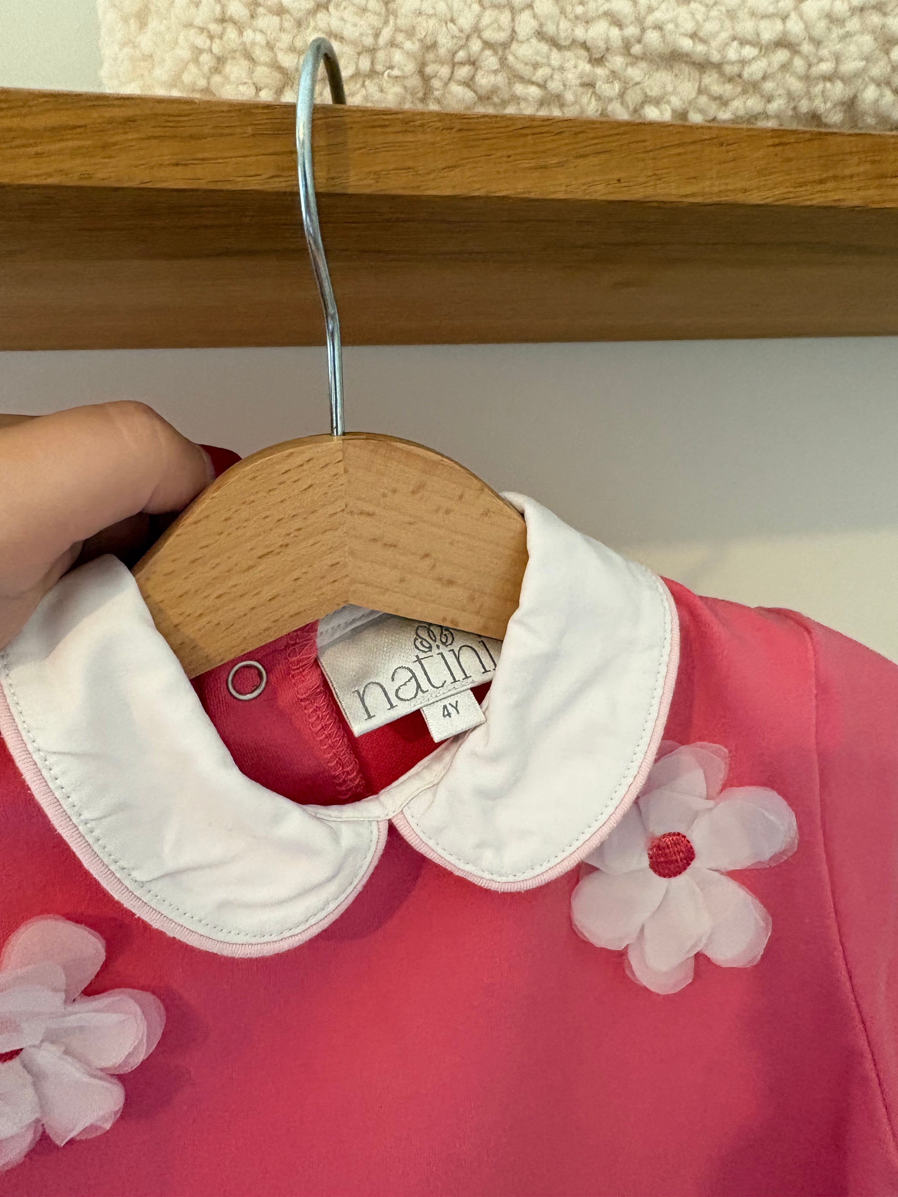 Natini - roze truitje met bloemen - 4Y