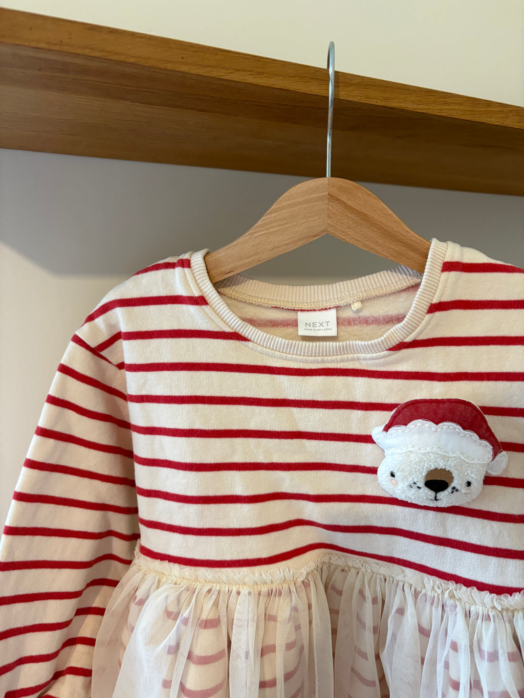 Next kleedje rood/witte strepen - 104
