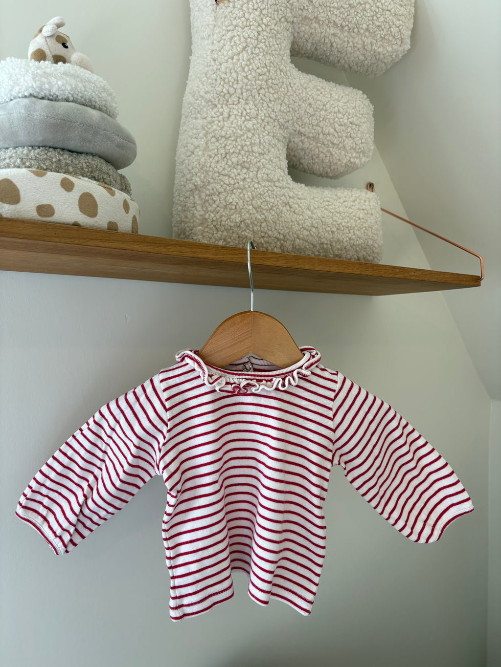 Petit Bateau- top rood/witte strepen - 6M
