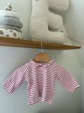 Petit Bateau- top rood/witte strepen - 6M