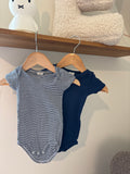 Petit Bateau - setj body's blauw & gestreept - 74
