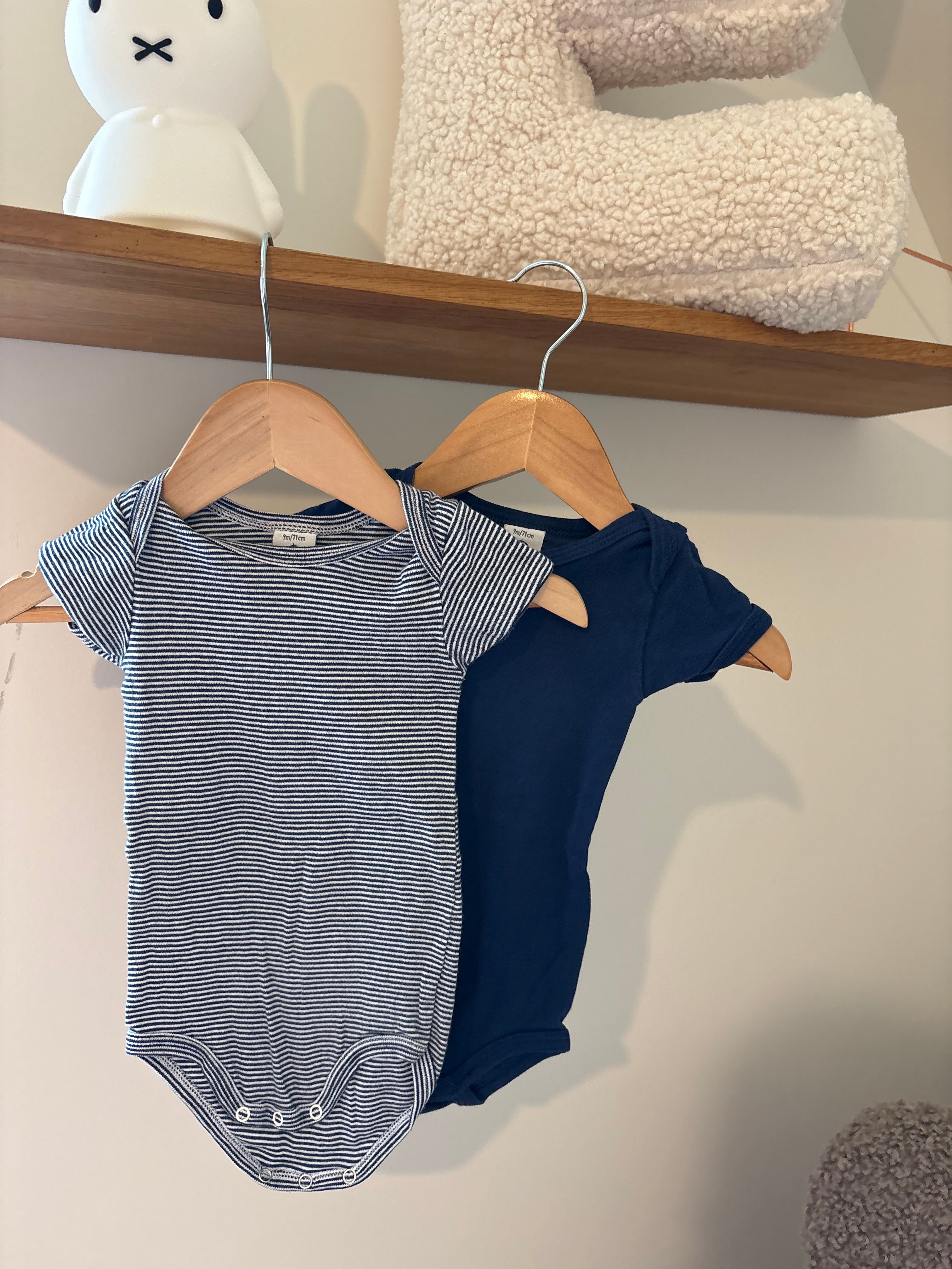 Petit Bateau - setj body's blauw & gestreept - 74