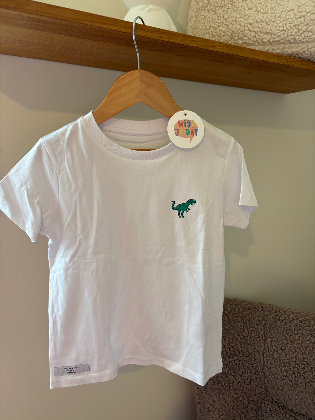 Wist je dat -Tshirt wit met dino - 5/6Y