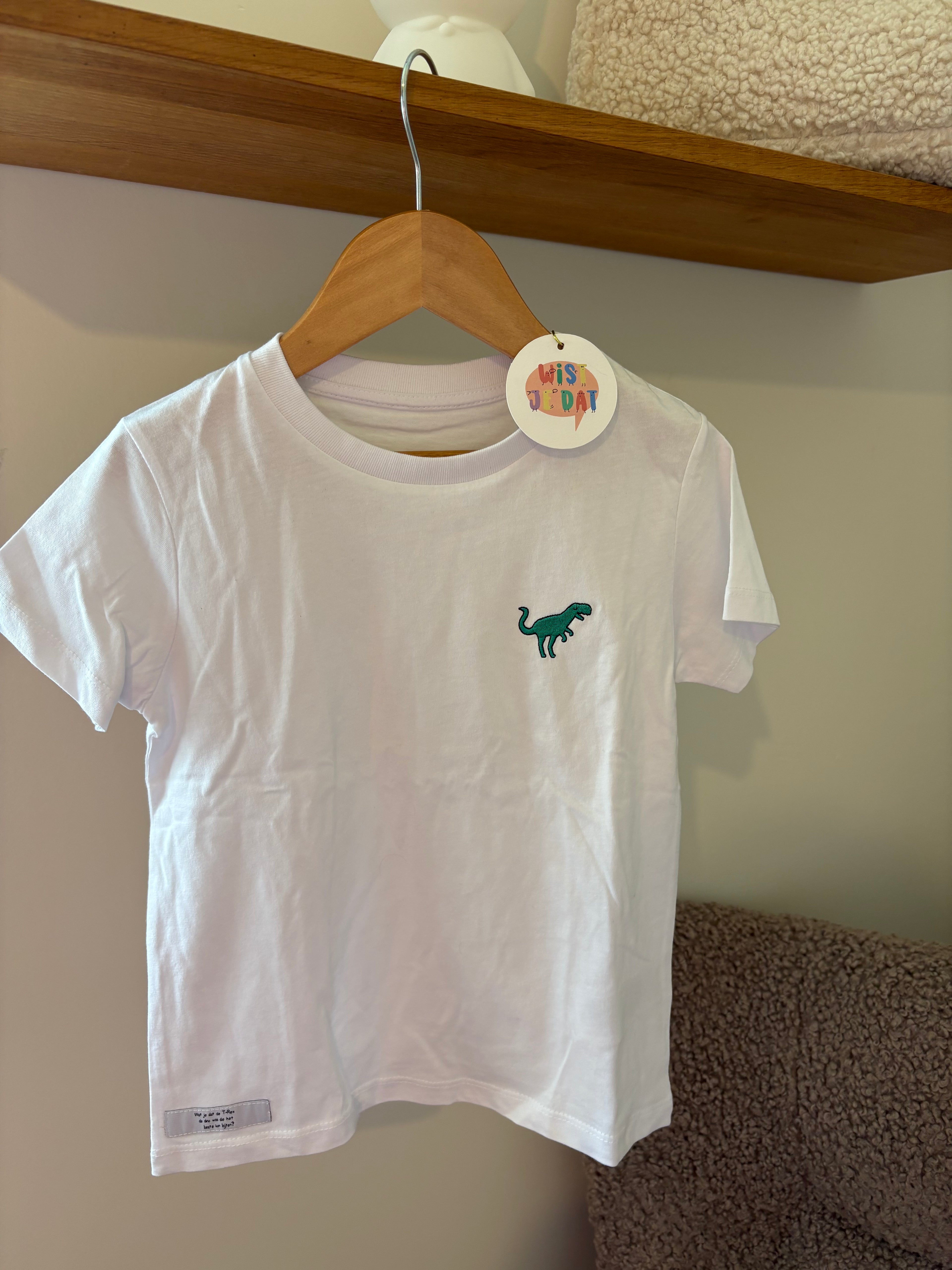 Wist je dat -Tshirt wit met dino - 5/6Y