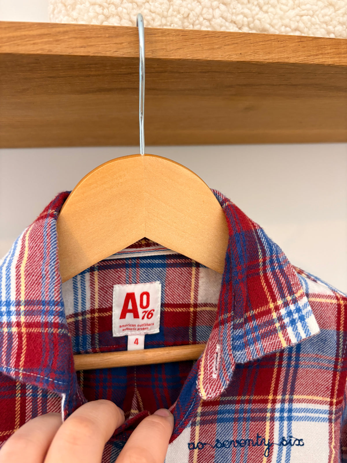 American Outfitters - hemd rode ruitjes - 4Y