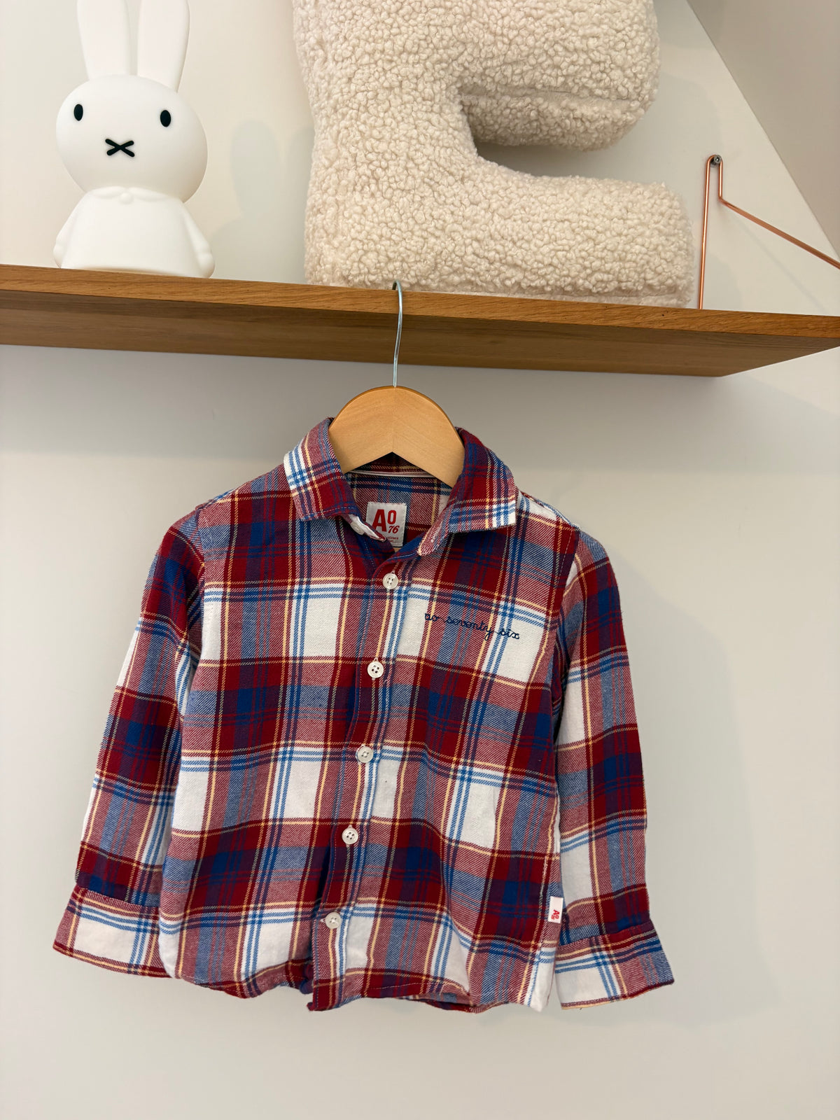 American Outfitters - hemd rode ruitjes - 4Y