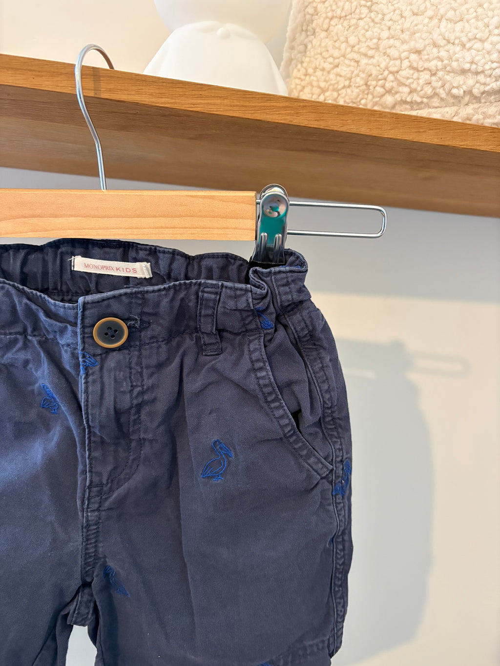 Monoprix - blauwe short pelikaan - 5Y