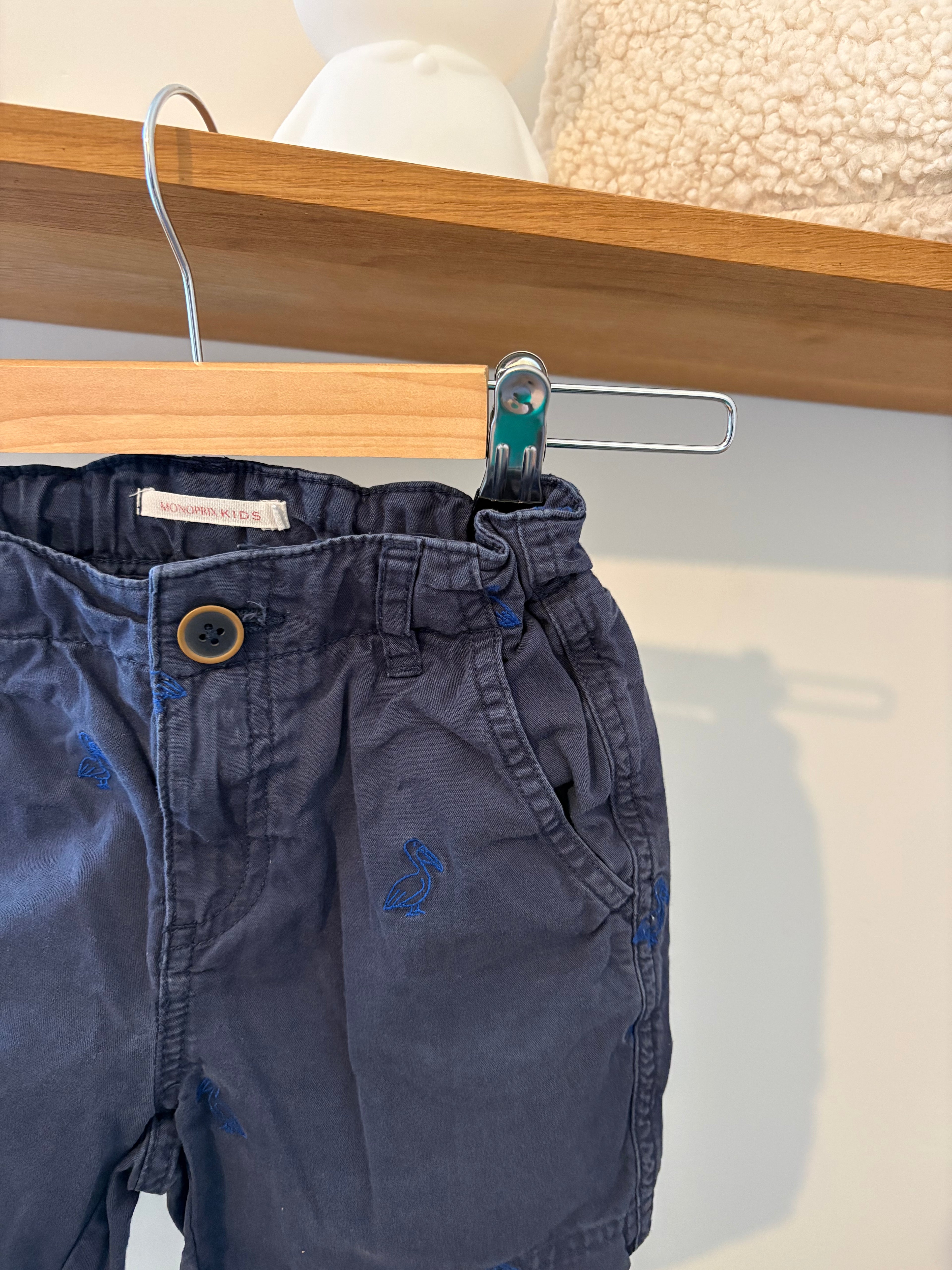 Monoprix - blauwe short pelikaan - 5Y