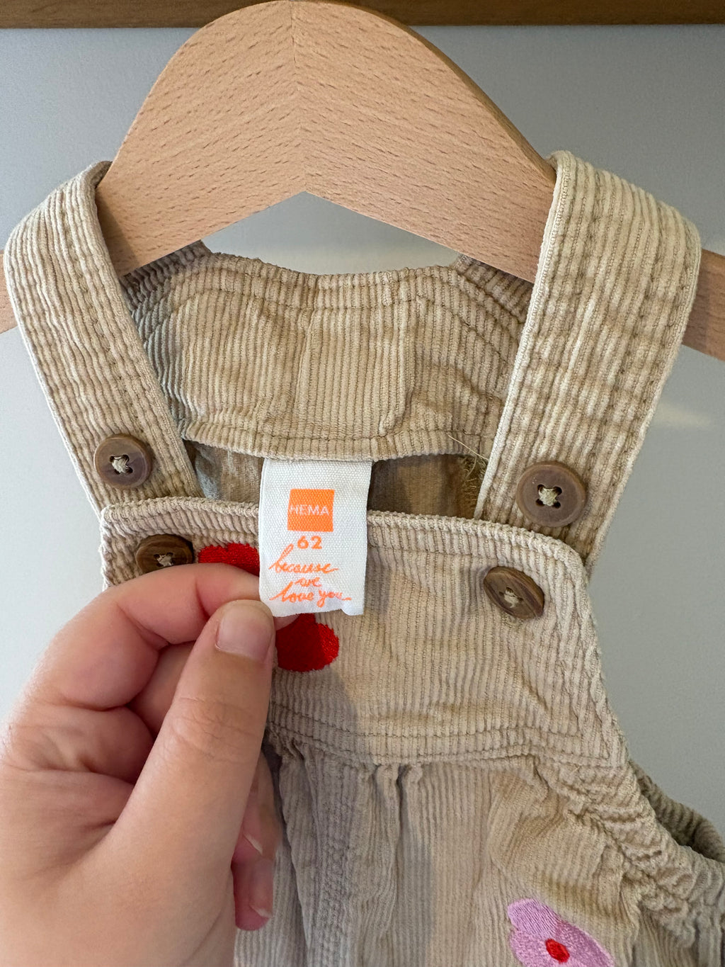 Hema - leuke beige salopette - 62