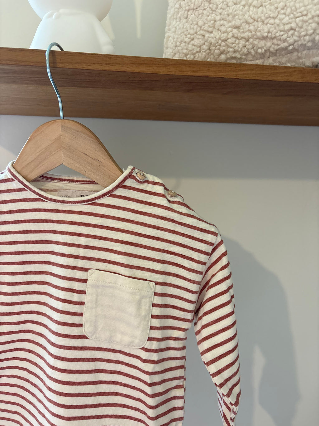 Zara - shirt lange mouwen streepjes rood - 86