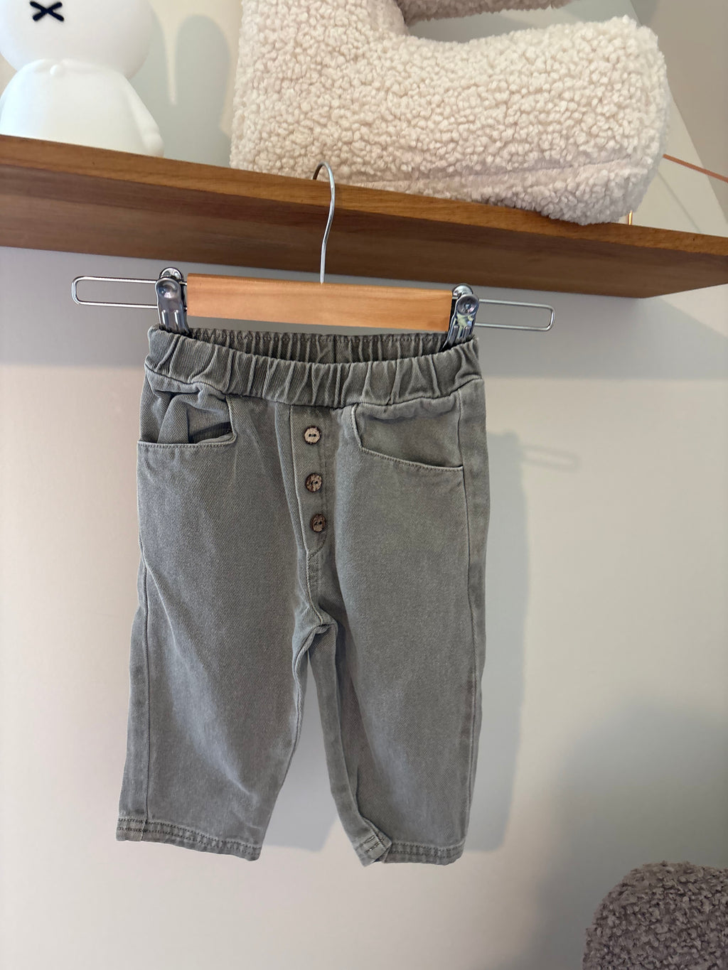 Play Up - grijze broek in jeansstof - 6M