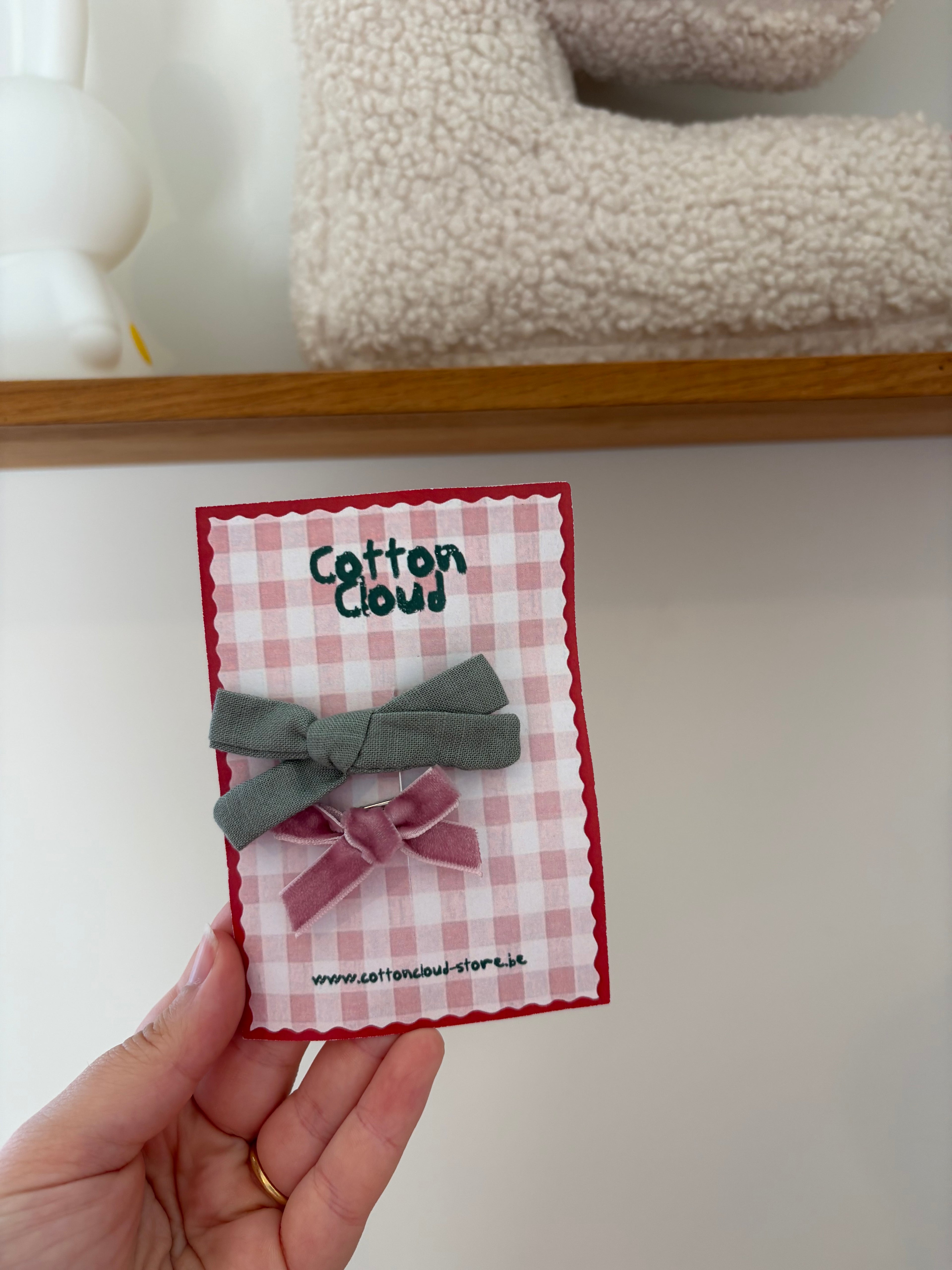 Cotton Cloud - strikjes roze/groen