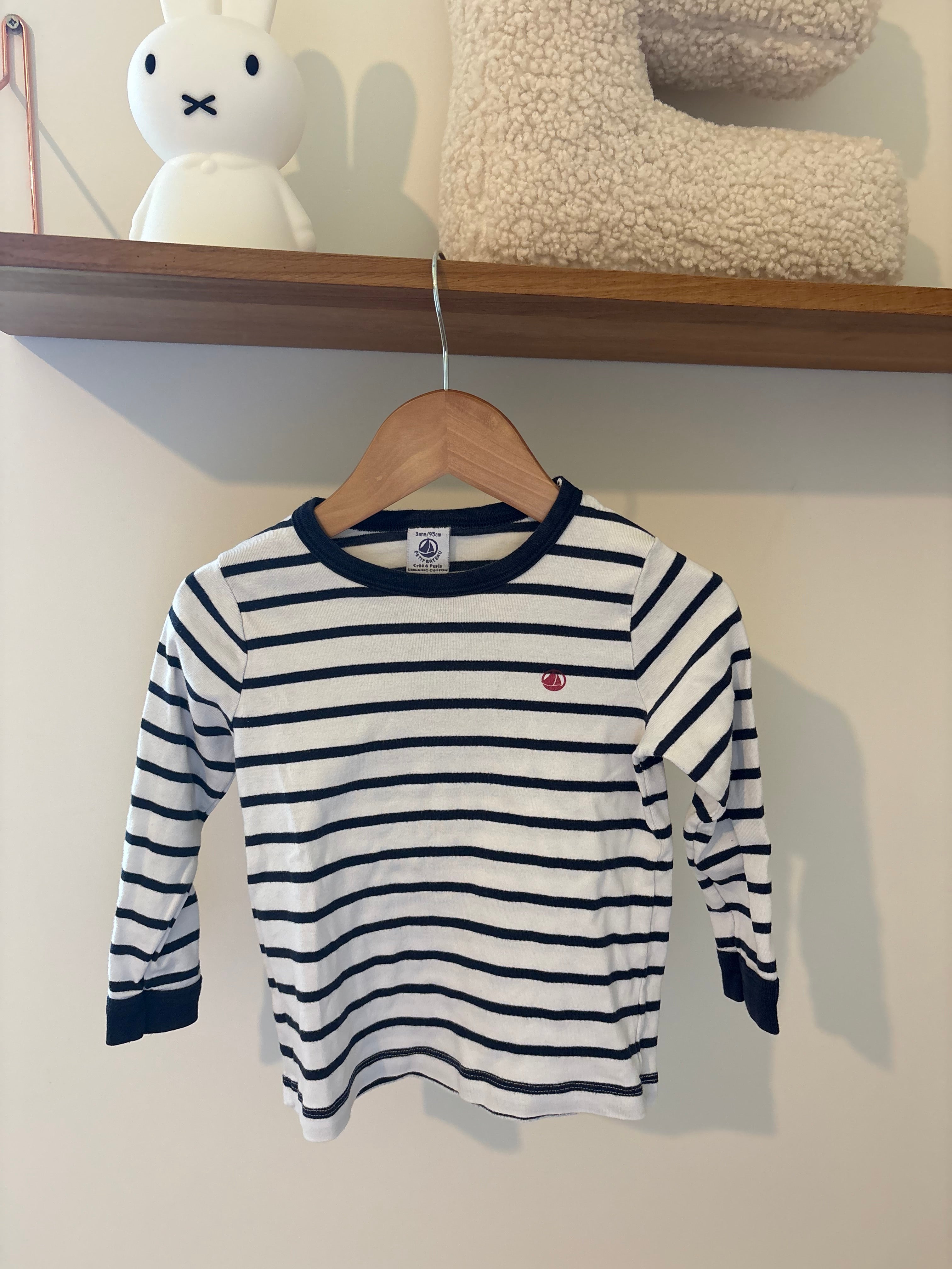 Petit Bateau -  pyjama top blauw/wit-95