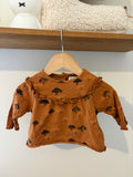 Play Up - oranje/oker truitje met print - 6M