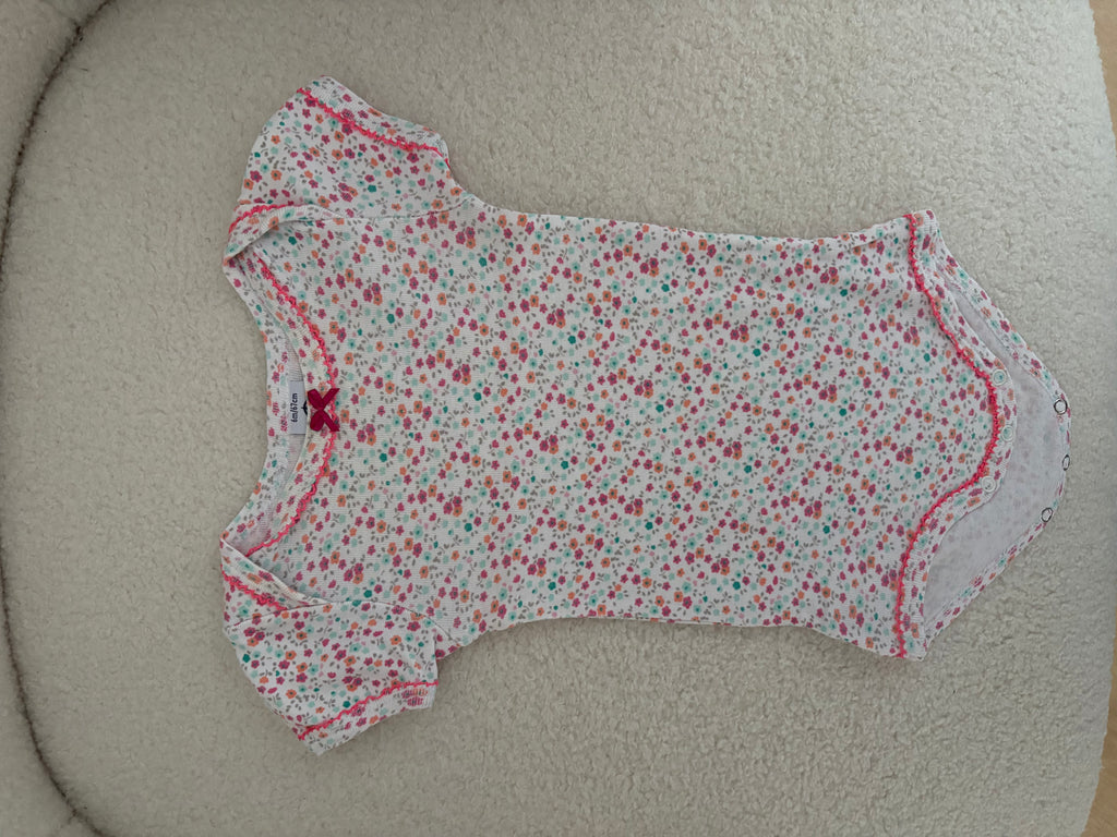 Petit Bateau - set 2 body's roze & bloement - 6M