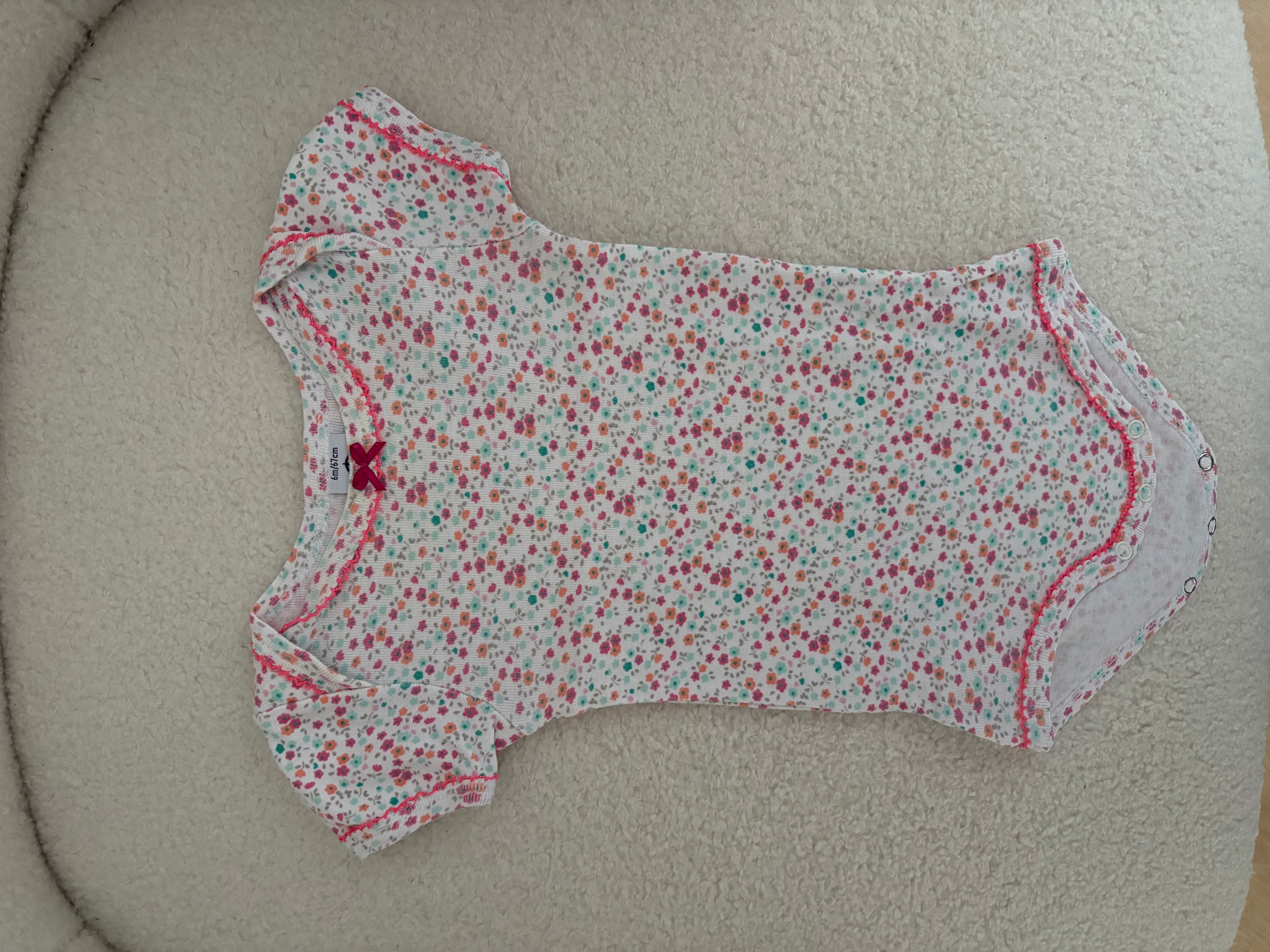 Petit Bateau - set 2 body's roze & bloement - 6M