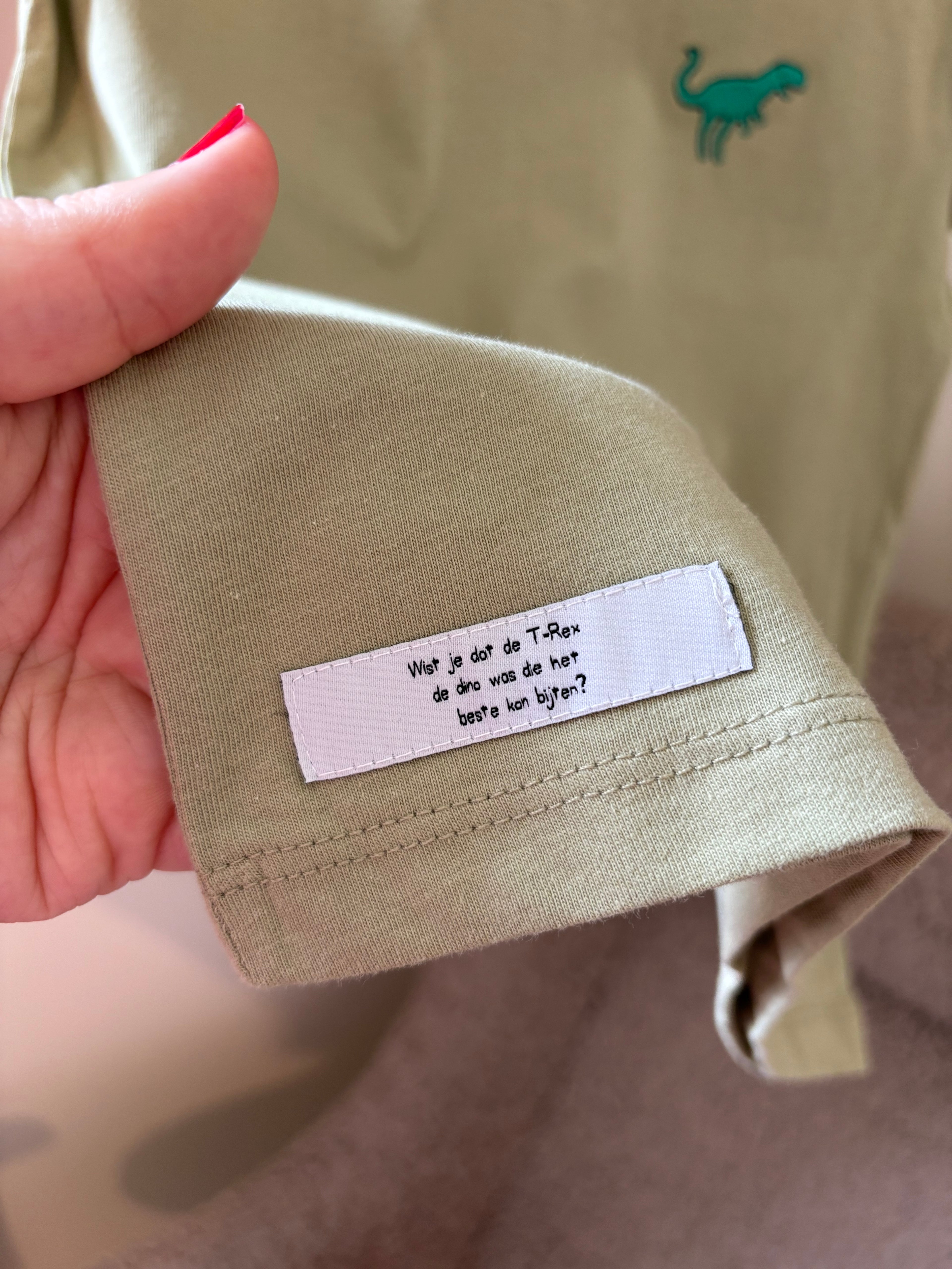 Wist je dat - groene tshirt met dino- 5/6Y