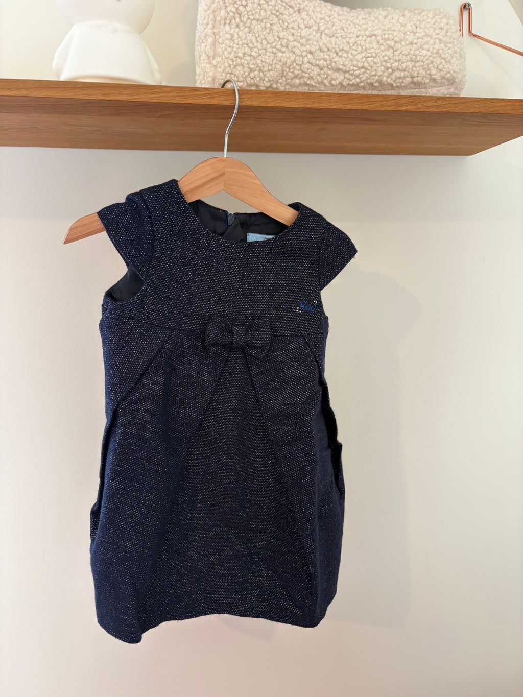 River Woods - blauw jurkje met strik - 3Y