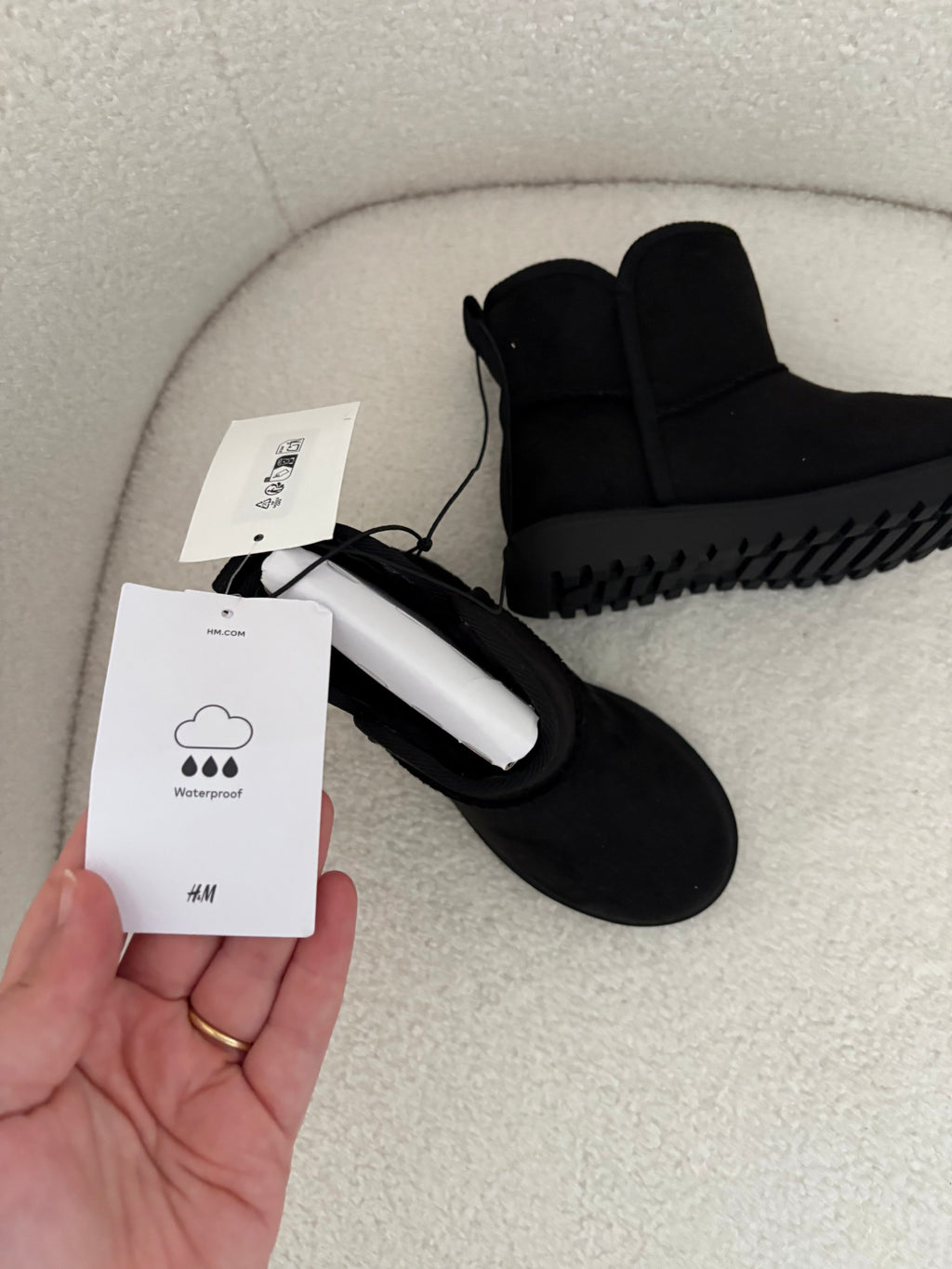 H&M - zwarte winterbotjes in stof - 26