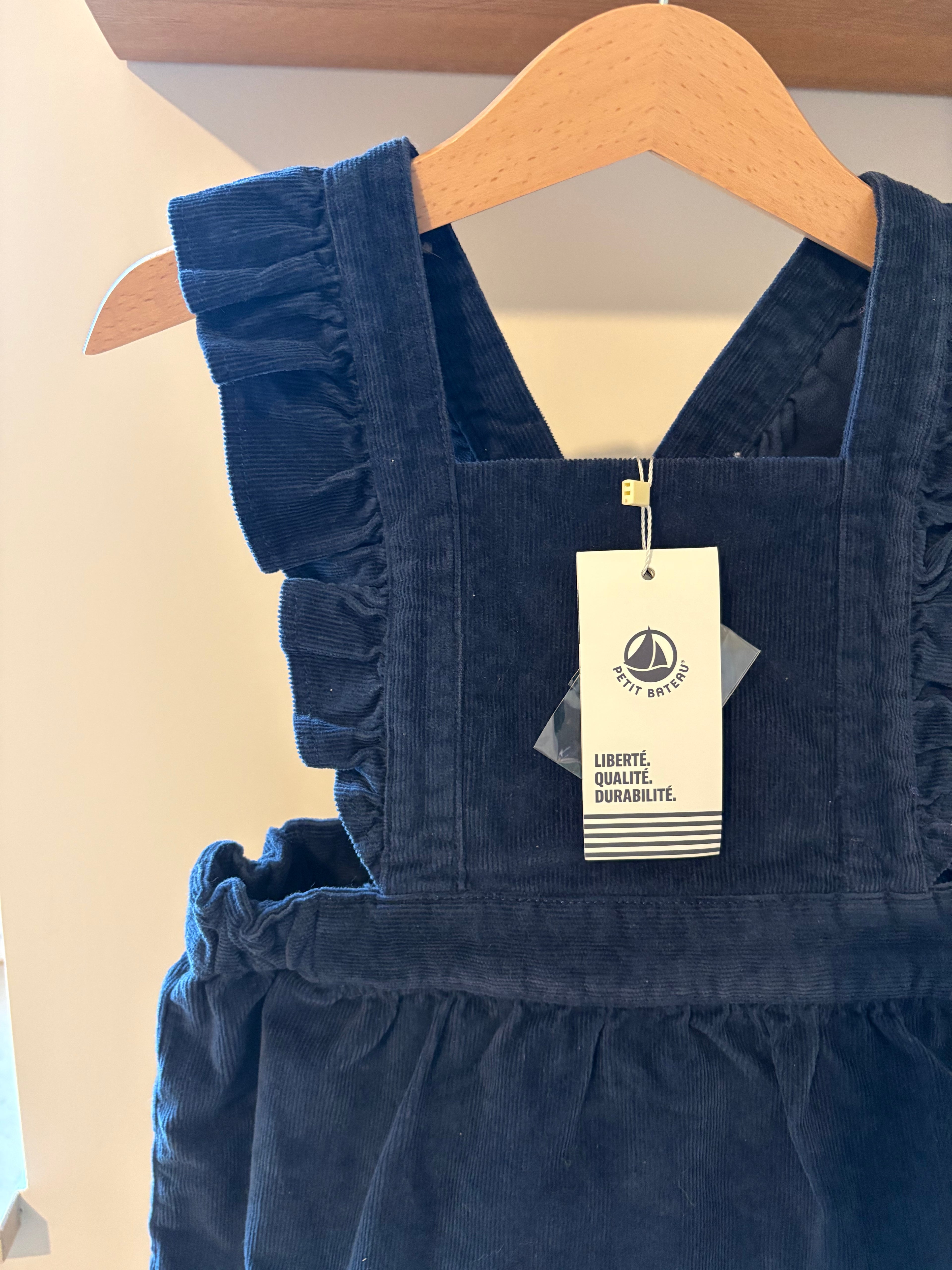 Petit Bateau Blauw Velours Jurkje - 86 Petit Bateau