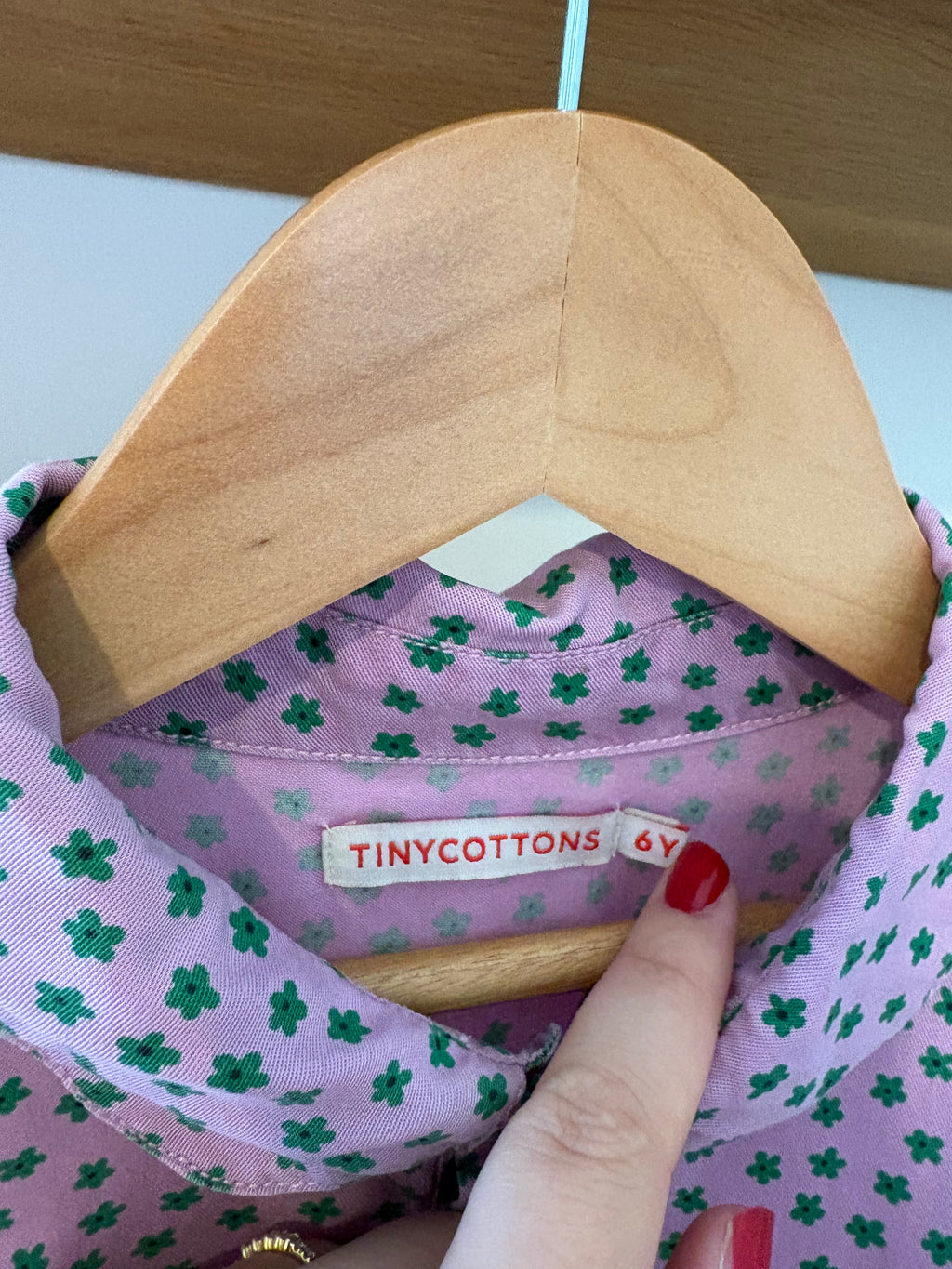 Tiny cottons - lila kleejde groen bloemetje - 6Y