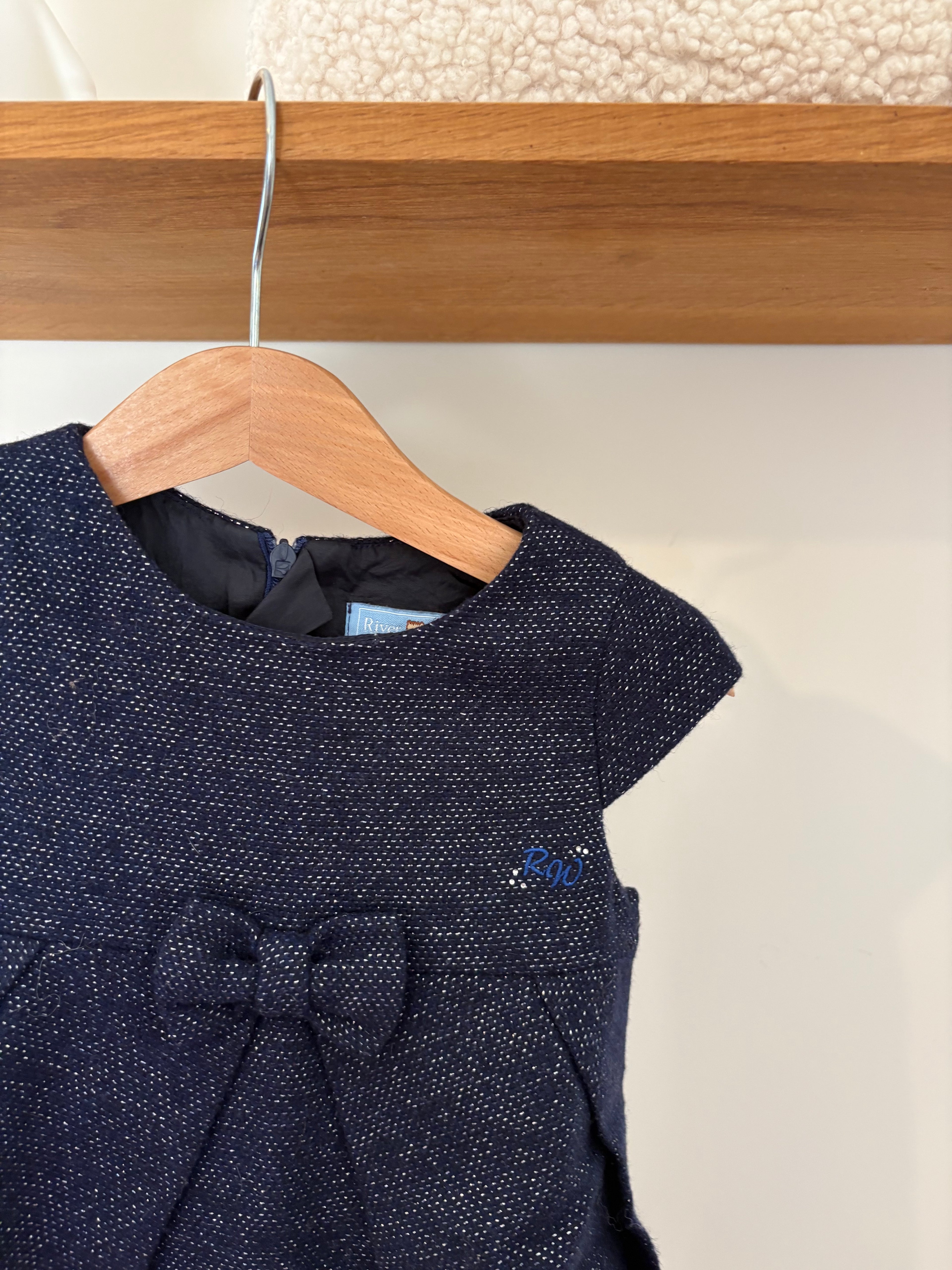 River Woods - blauw jurkje met strik - 3Y