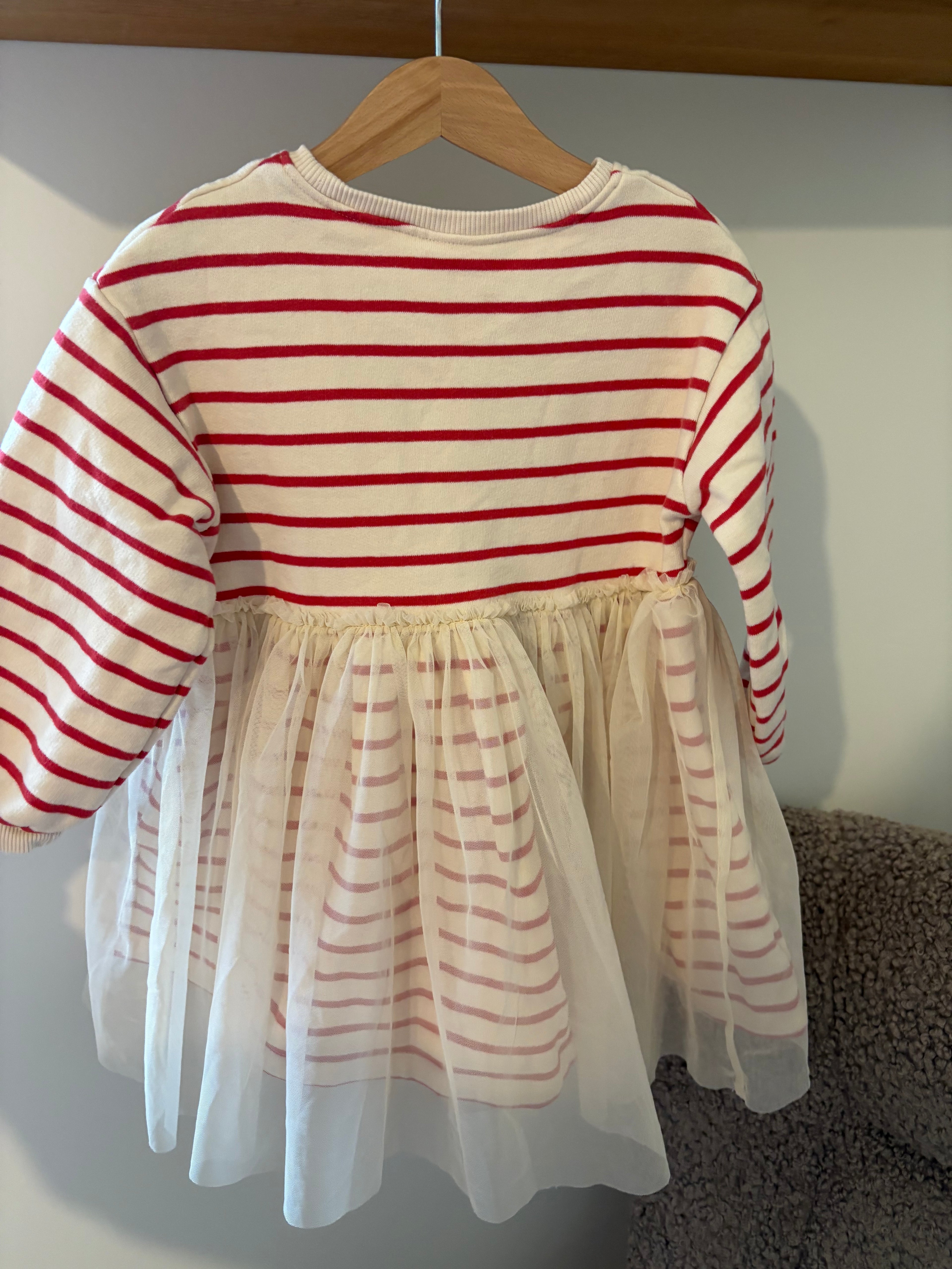 Next kleedje rood/witte strepen - 104