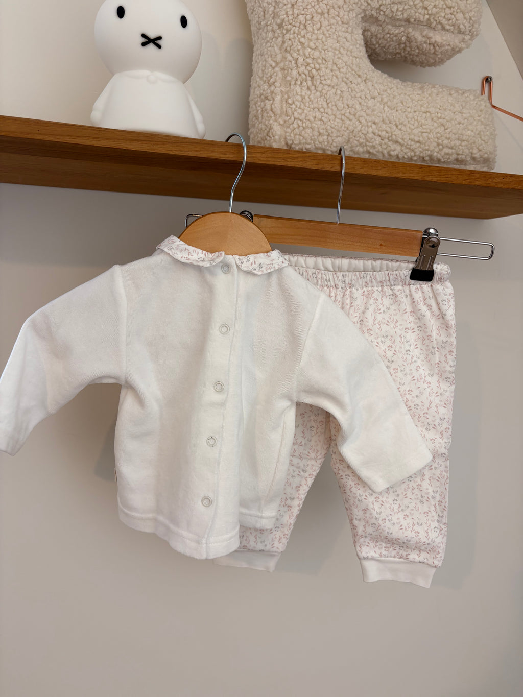 Baby Gi - wit flanellen setje - 6M