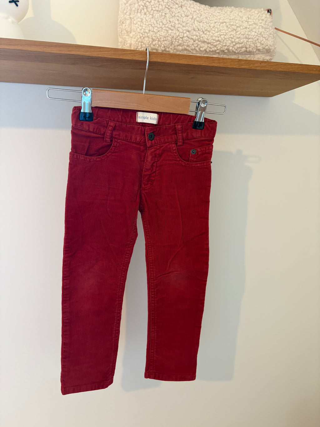 Simple Kids - rode corduroy broek - 3Y