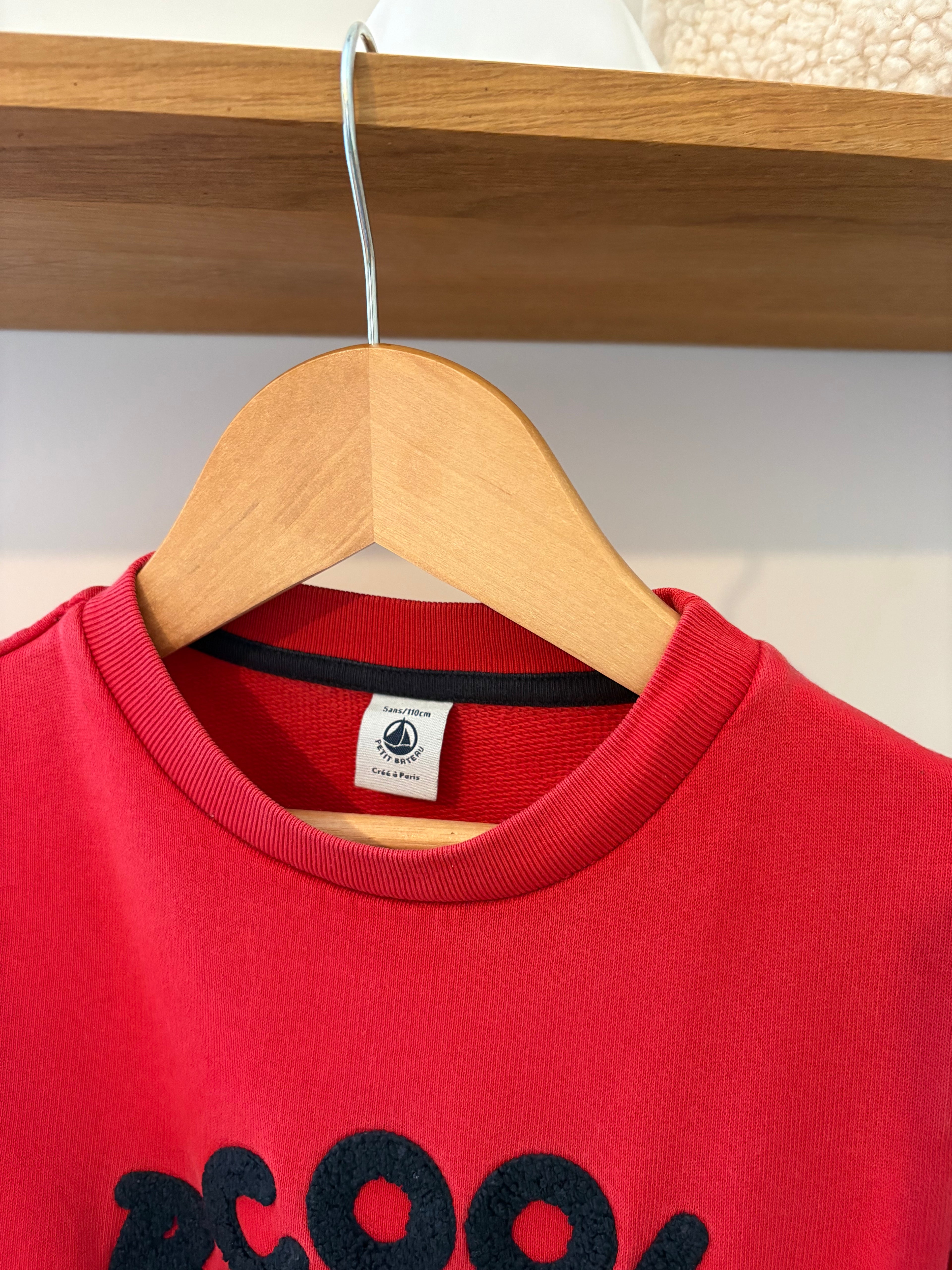 Petit Bateau - rode trui - 5Y