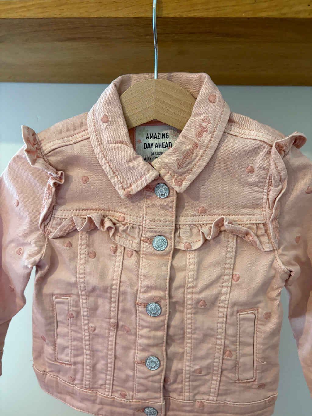C&A - roze jeansjasje - 92