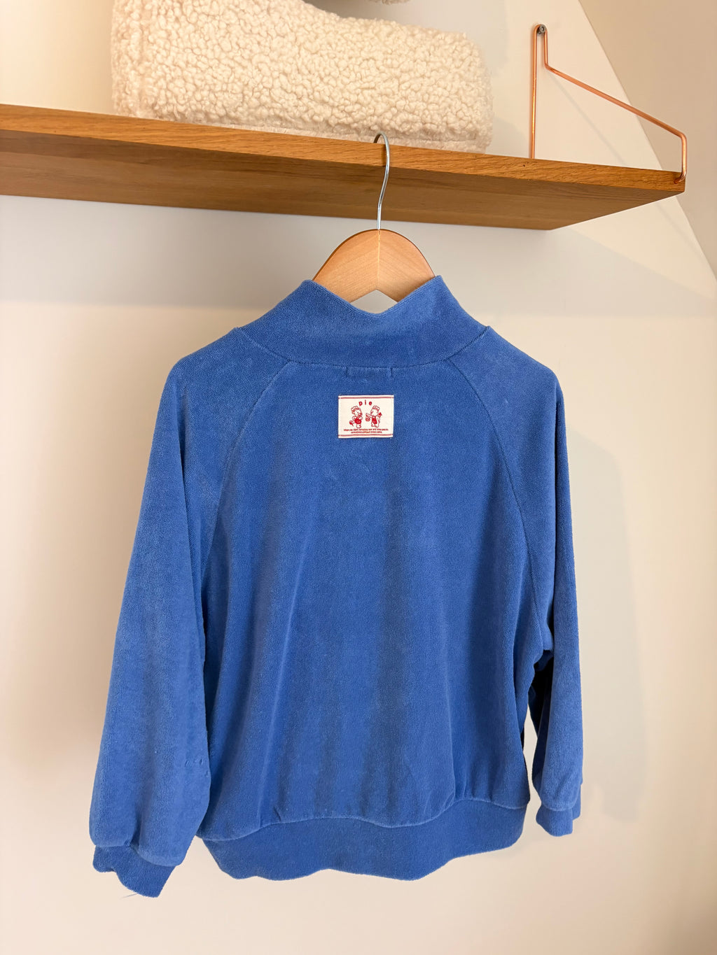 Pie - blauwe trui met rits - 5/6 Y