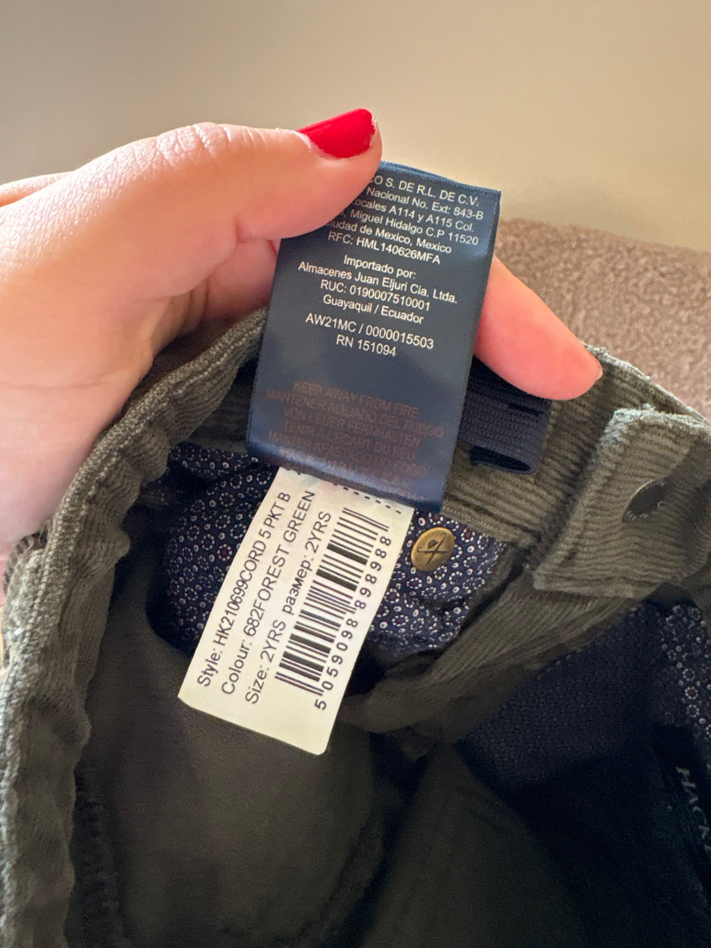 Hackett - kaki corduroy broek - 92