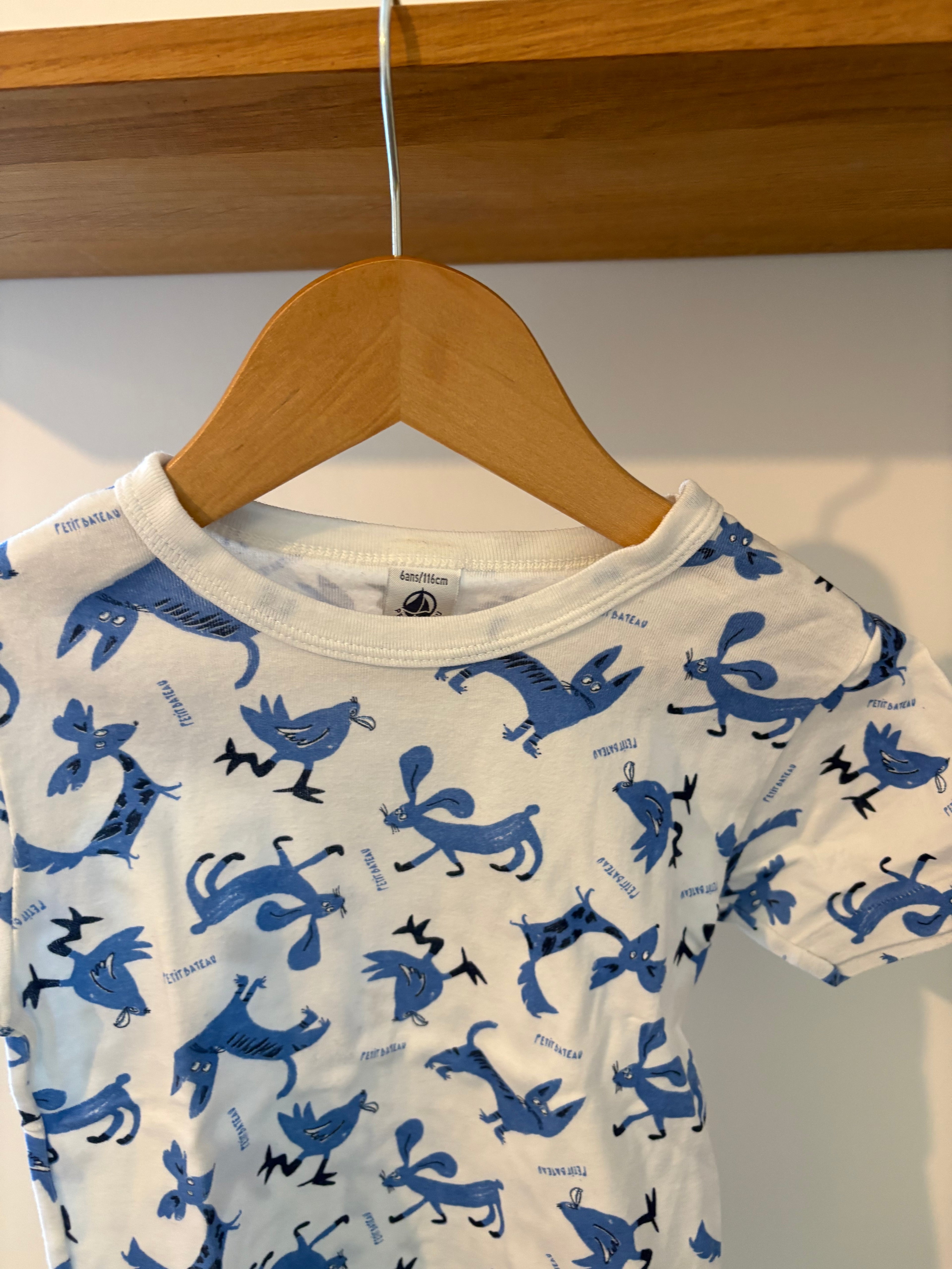 Petit Bateau - tshirt diertjes - 6Y