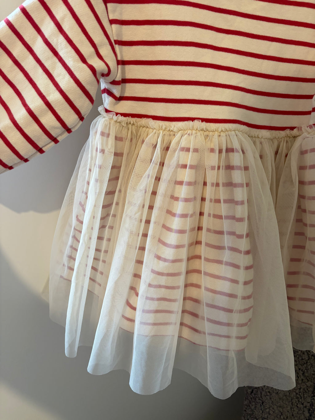 Next kleedje rood/witte strepen - 104