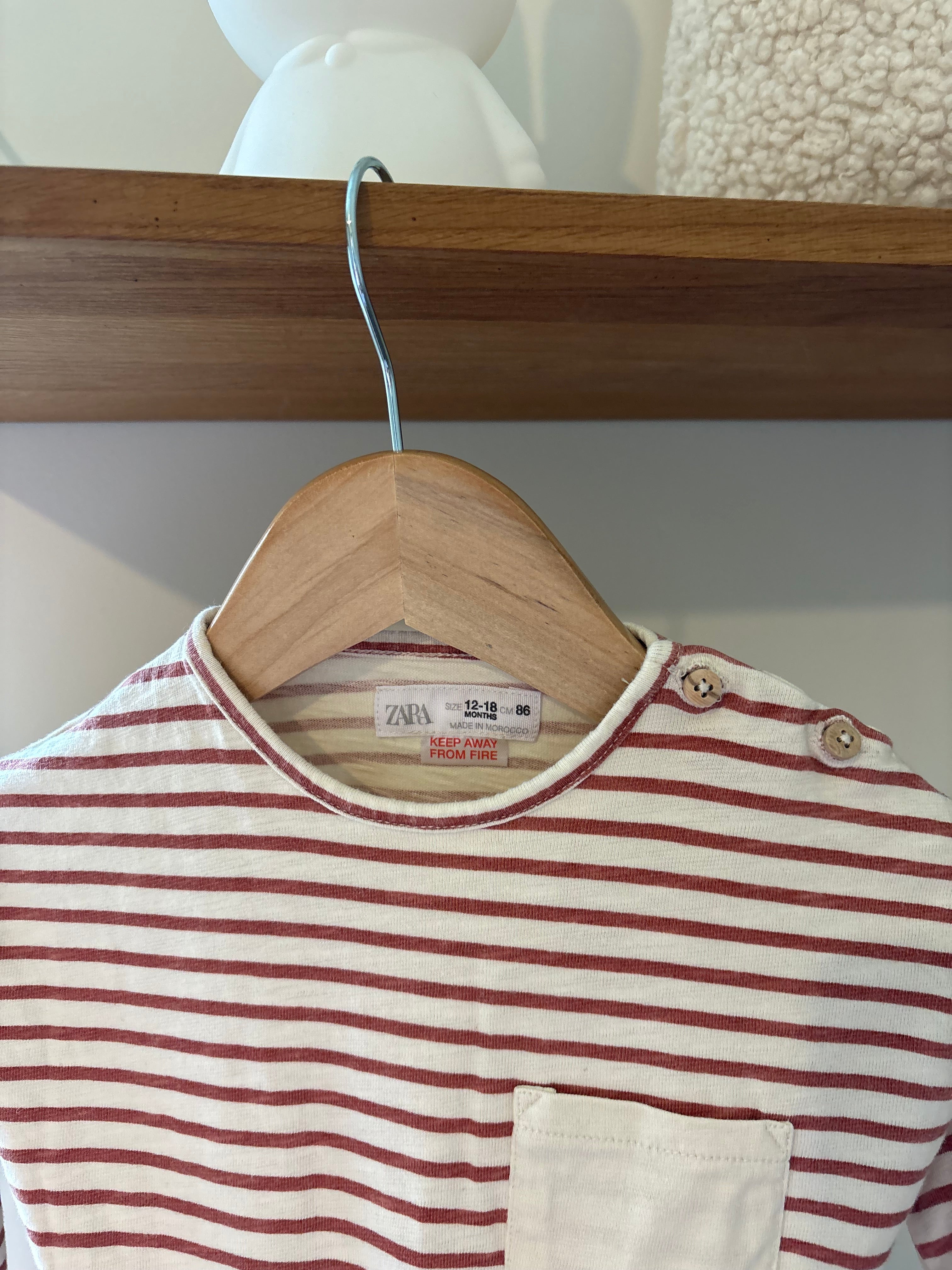 Zara - shirt lange mouwen streepjes rood - 86